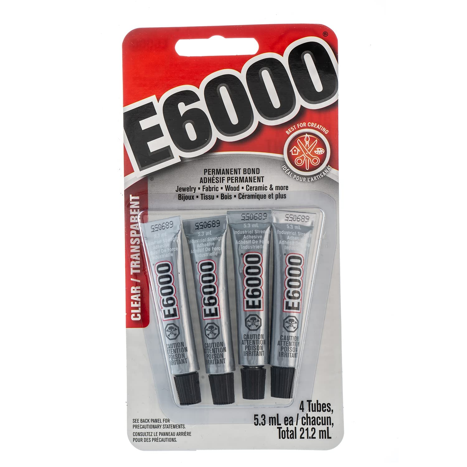 E-6000 Glue Clear Mini Tubes | DIY Craft | Glue for Craft | Multi Purpose | Transparent | Pack of 4 | 21.2ml (4X 5.3ml)