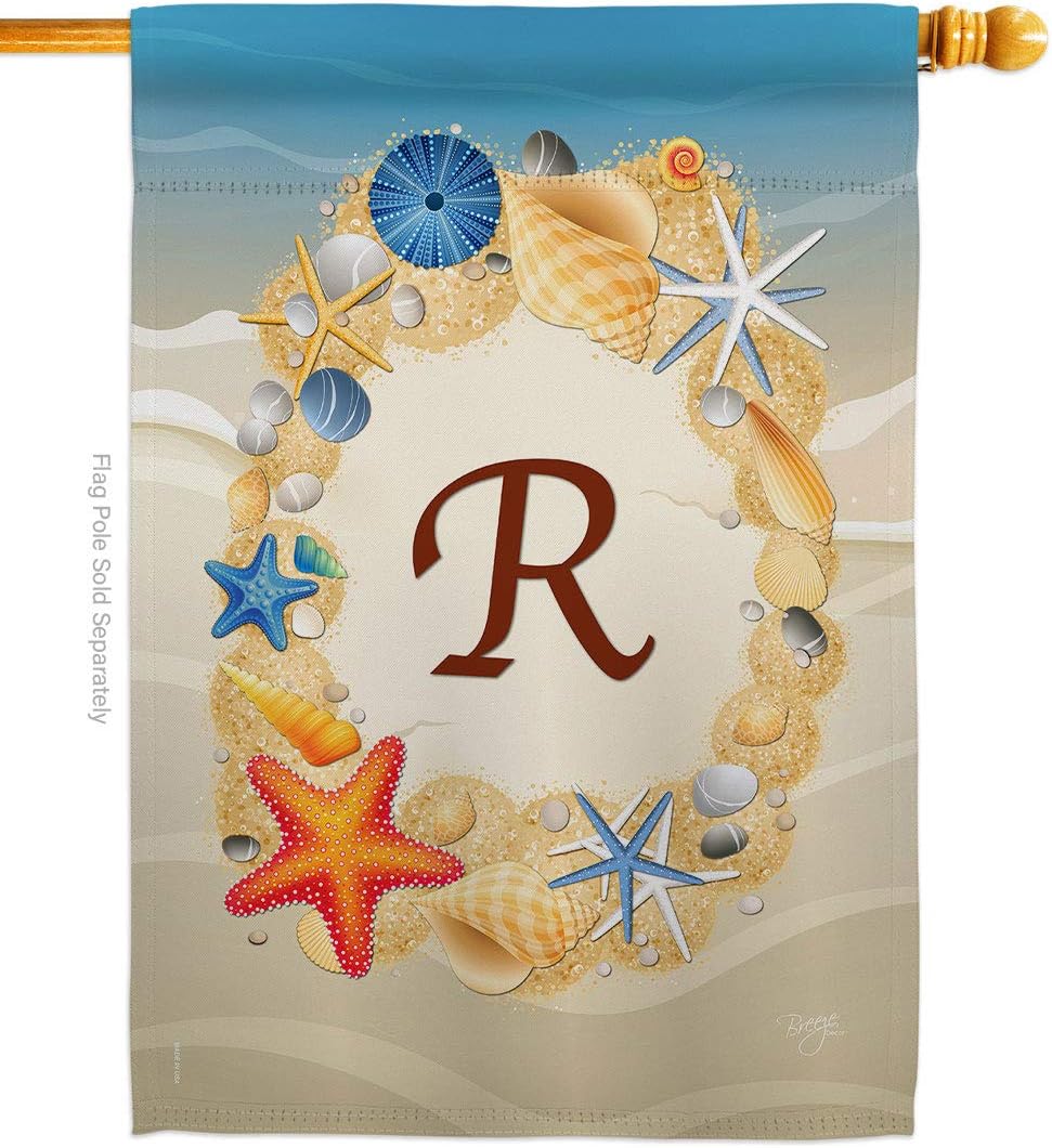 Breeze Decor BN-H-130174-IP Summer R Initial Garden Flag, 28" x 40", Multicolor