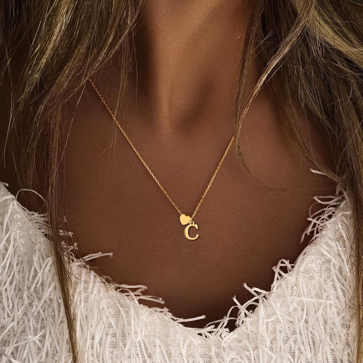 Gold Heart Initial Necklaces For Women-18k Gold Plated Dainty Choker Necklace For Women Trendy Stainless Steel Pendant Letter Necklaces For Women Jewelry Gifts - Image 2