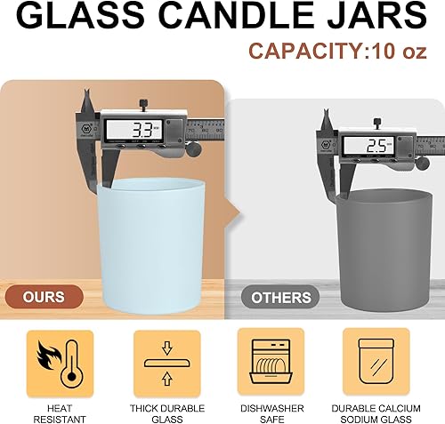 Miniatura 57 de Tarros de vela gruesos de 8 onzas para hacer velas, 15 unidades, tarros vacíos transparentes con tapas de madera para hacer velas, contenedor