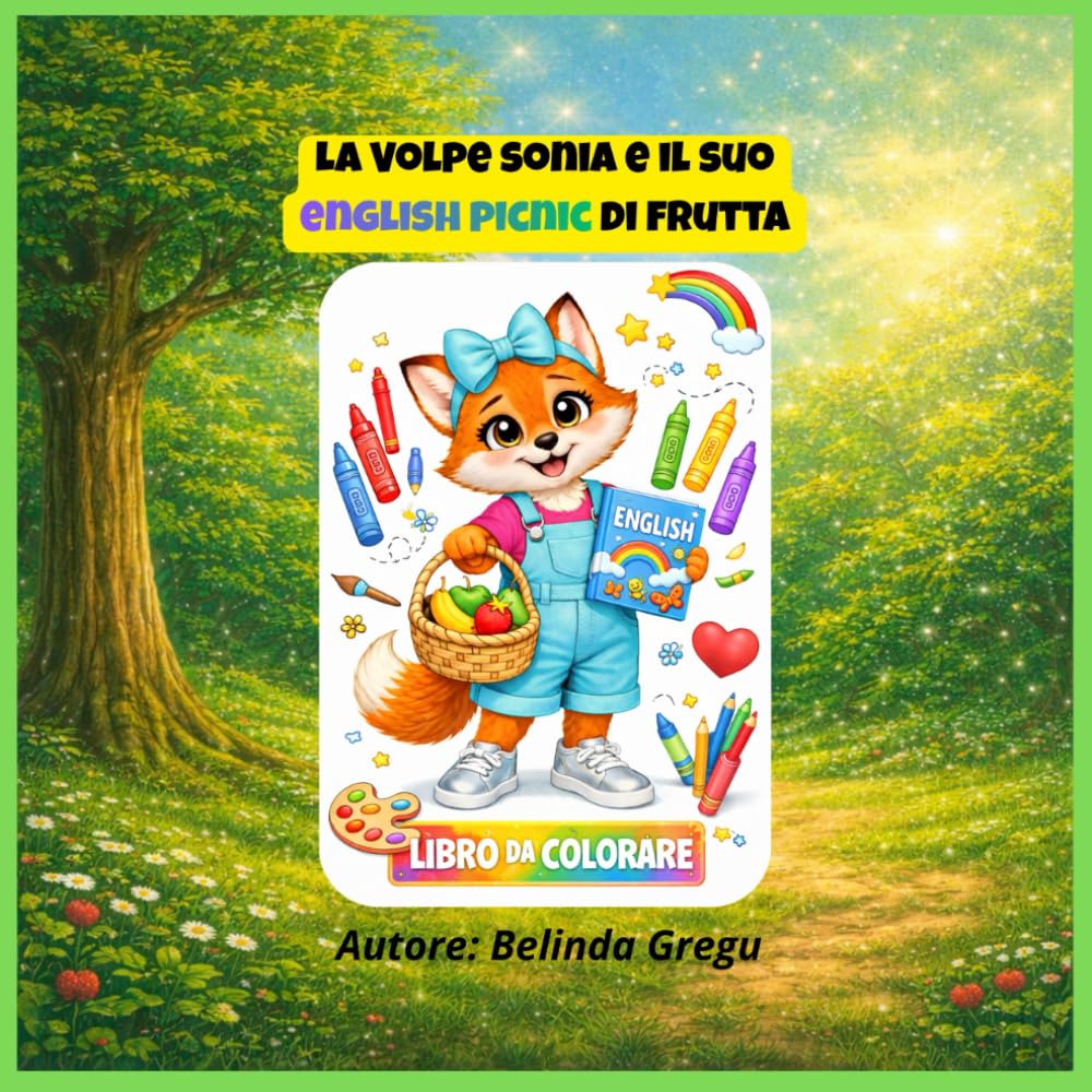 La Volpe Sonia e il suo english picnic di frutta: Libro da colorare (Le avventure della Volpe Sonia)