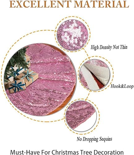 Miniatura 4 de ShinyBeauty - Falda de árbol de Navidad bordada y con lentejuelas de 24.0 pulgadas, falda de árbol de Navidad de poliéster para decoración de Navidad