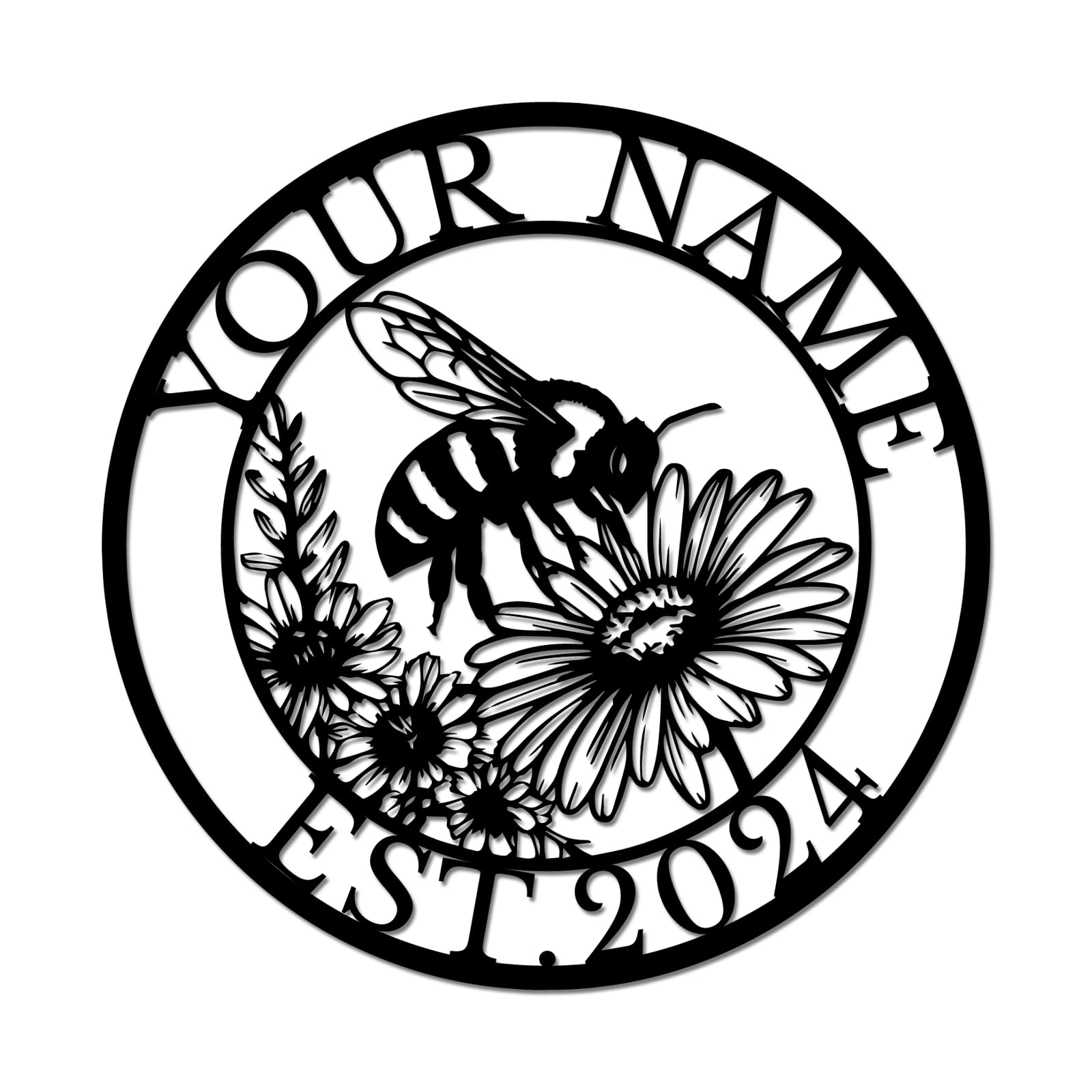 Personalized Custom Honey Bee Wall Art, Personalized Beekeeper Metal Sign, Garden Hive Decor, Rustic Farmhouse Plaque, Apiary Gift for Beekeepers (Style-3)