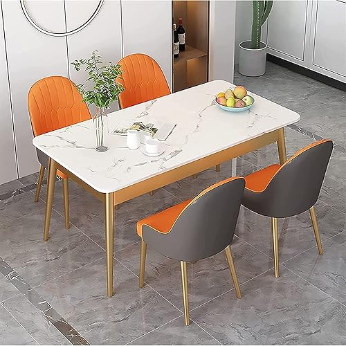 Rock Slab Dining Table White Marble Table Household Living Room Square Dining Table Modern Italian Minimalist Apartment Light Luxury Dining Table