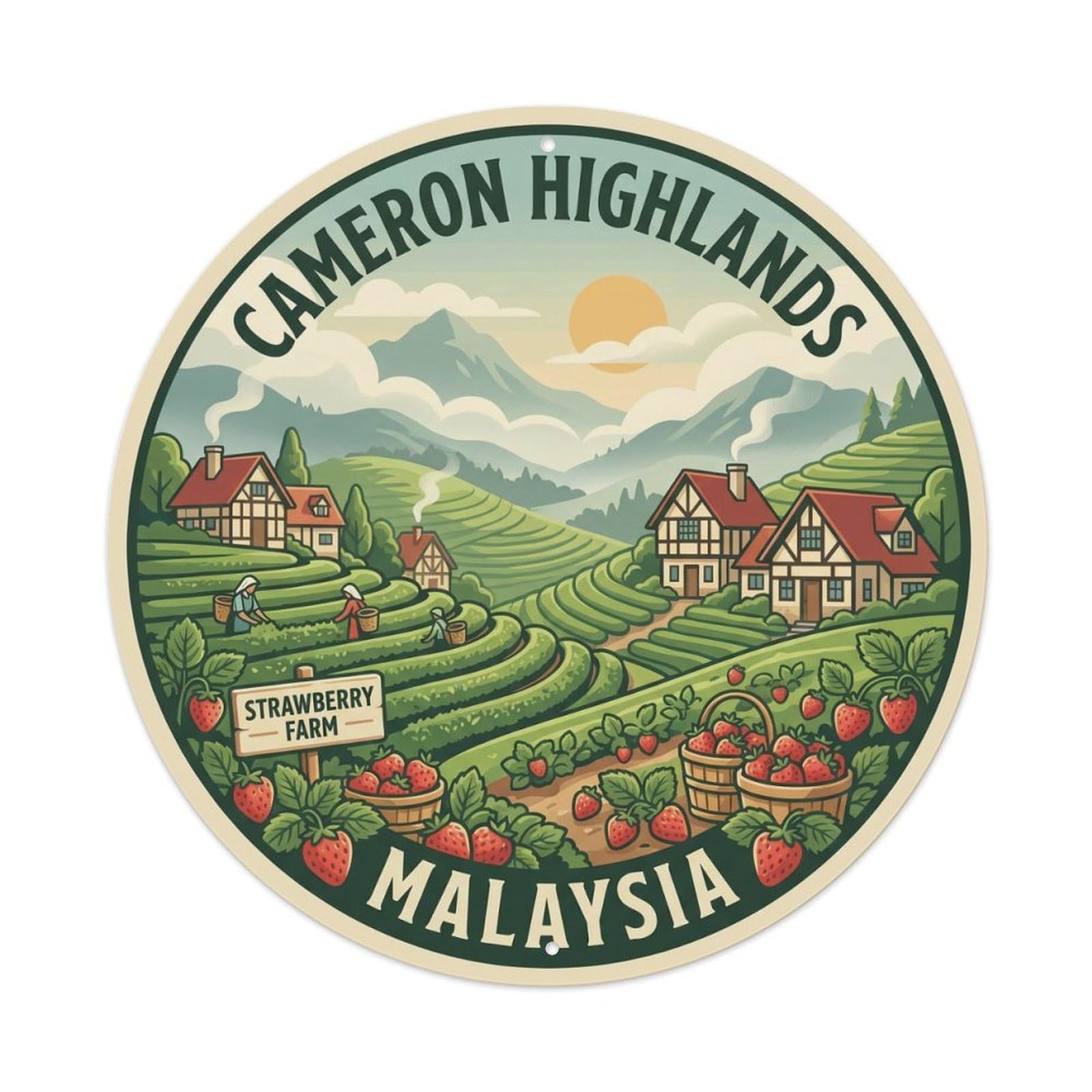 Vintage Travel Malaysia Cameron Highlands Metal Tin Sign