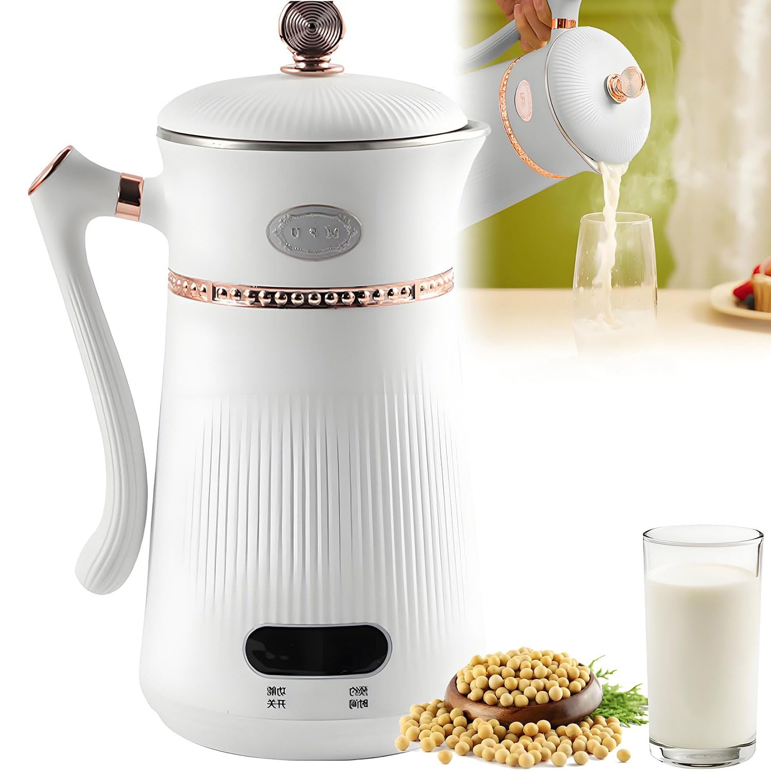 Sojamilchbauer, 1000 ml automatische Nussmilch-Hersteller mit LED-Display, 12-Stunden-Timer und intelligente Wärmekonservierung für Soja, Mandel und Hafermilch