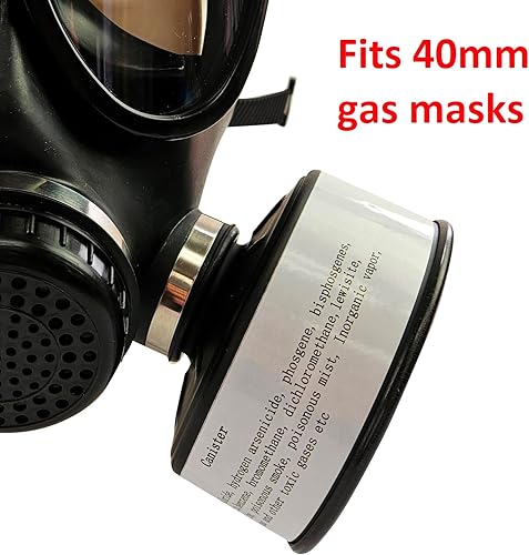 Miniatura 2 de KYNG NBC Filtro de máscara de gas (paquete de 4) Filtro respirador 1.575 pulgadas NATO NBC Filtro/Se adapta a máscaras CBRN / 10+ años de