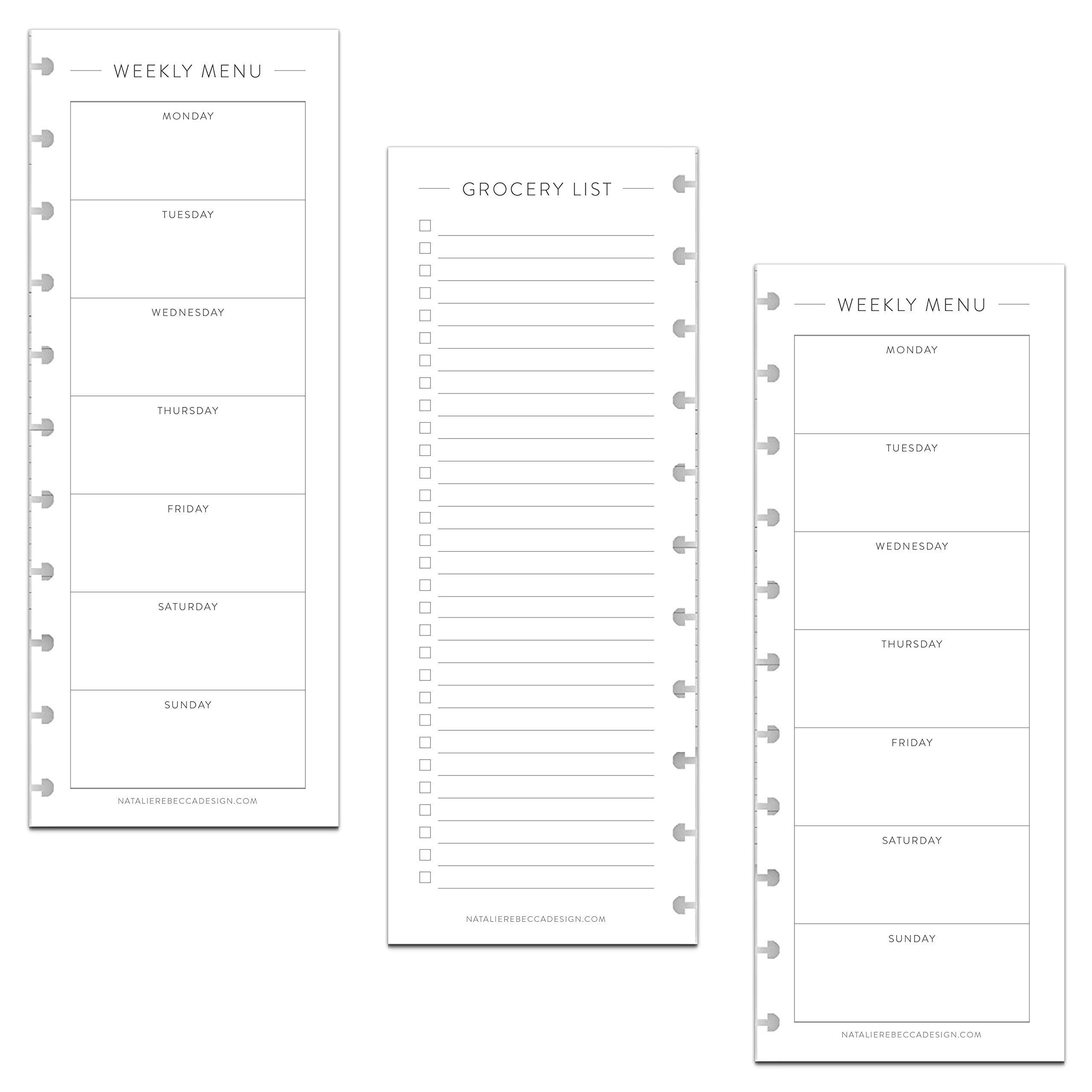 BetterNote Skinny Menu Grocery List Refills for Discbound Notebooks, Fits Levenger Circa, Happy Planner, TUL, Staples Arc, InkWell Press, Half Sheet