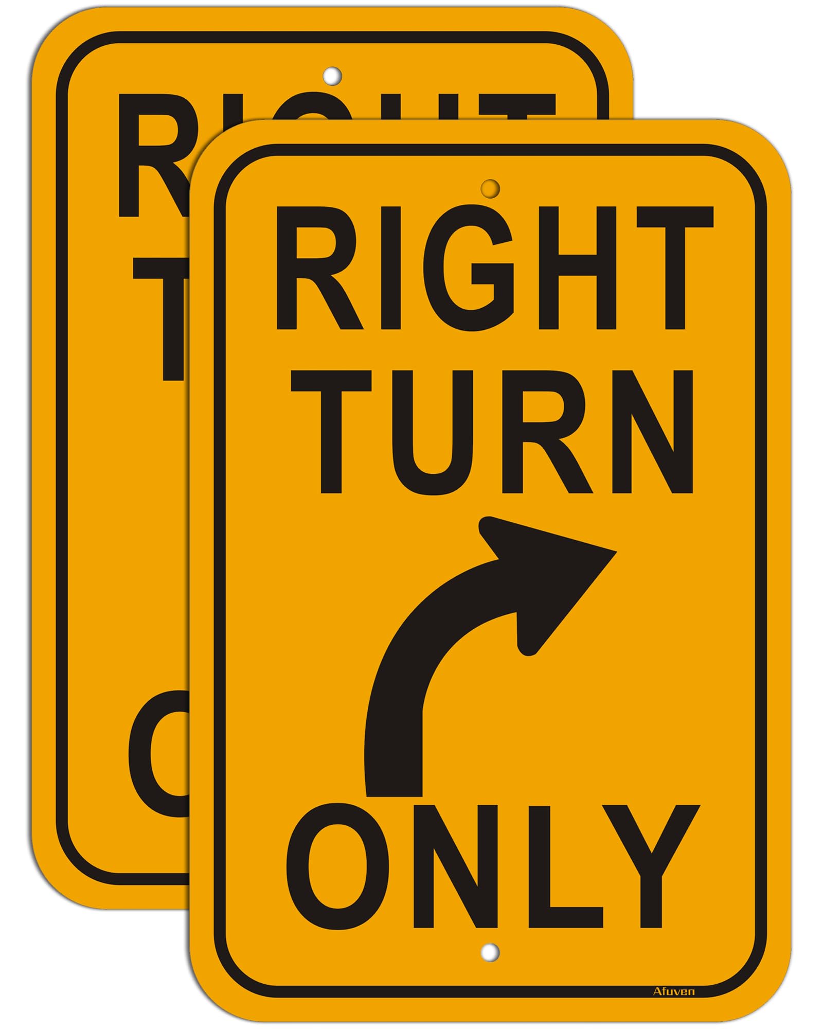 Right Turn Only Signs 18” x 12” Right Turn Signs for Street, Home, Business, Rust-Free Aluminum, Weatherproof, Easy to Install, 2 Pack