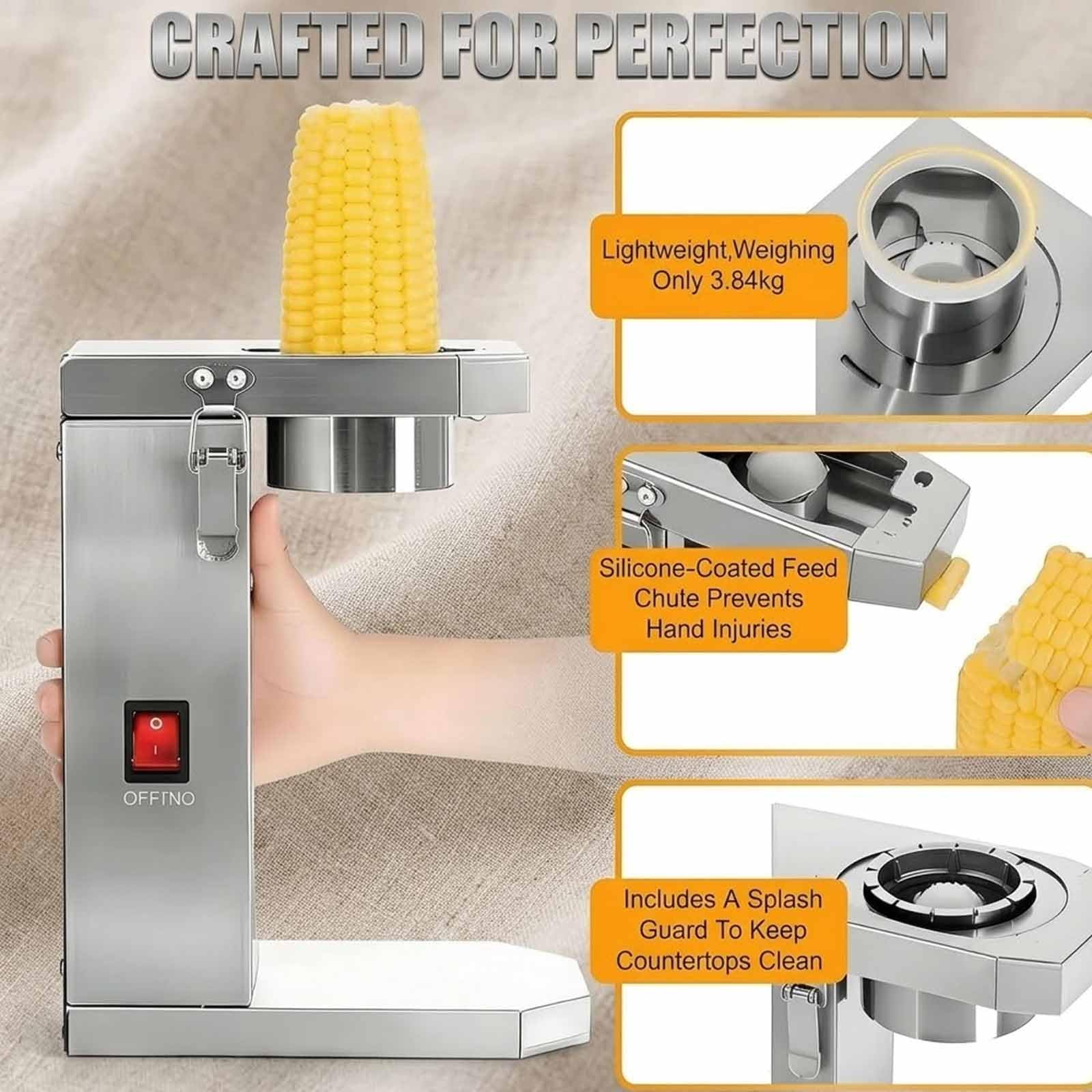 Éplucheur de maïs électrique, batteuse commerciale avec lame remplaçable, granulation automatique rapide, lame dentelée pour une utilisation domestique et agricole