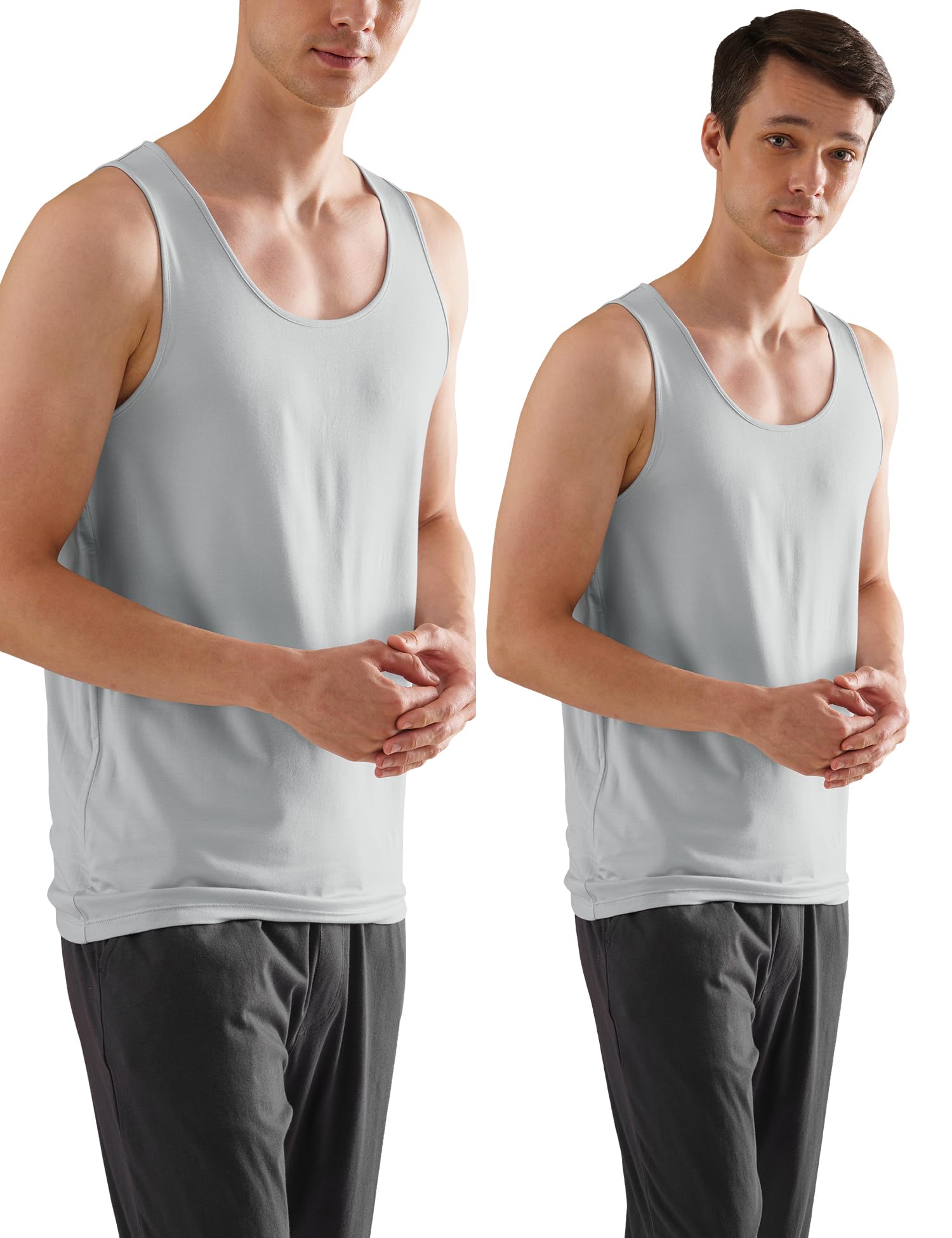 Regular Fit Solid Round Neck Cotton Blend Vest Sleeveless Moisture Wicking Anti-Bacterial Anti Odour Soft & Durable Stretchable Bamboo Vest for Men