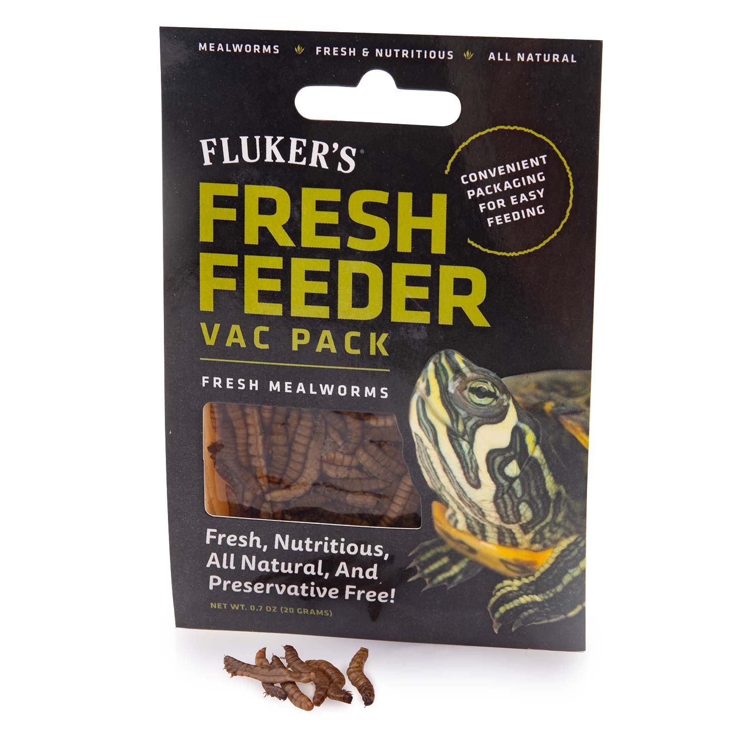 Fluker's Fresh Feeder Vac Pack Mealworms, All Natural and Preservative Free, Great for Insect Eating Reptiles, Birds, Tropical Fish or Small Animals, 0.7 oz