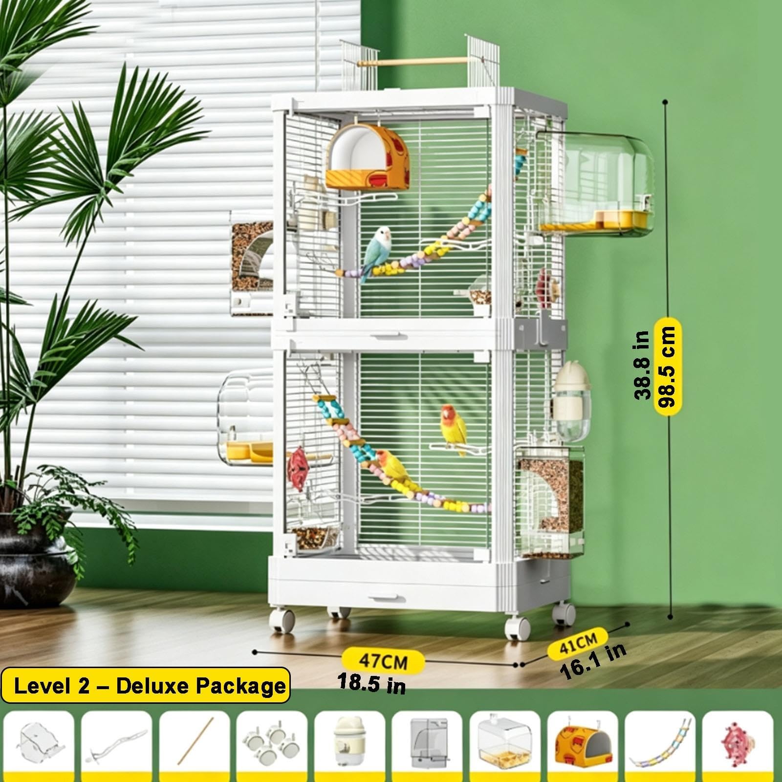Cage à Oiseaux Transparente Grande avec Lucarne, pour Perruche Calopsitte