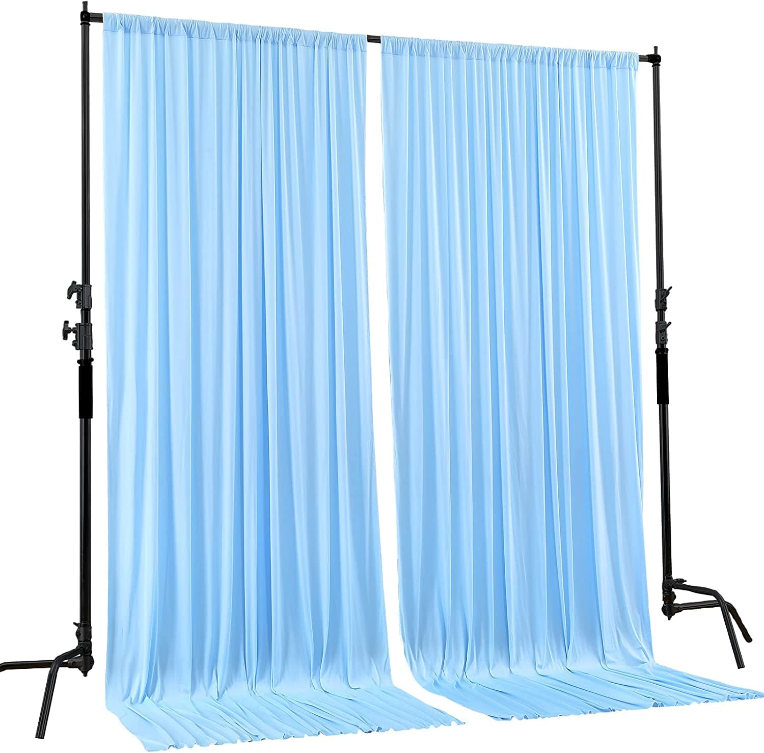 BoltoveBoltove® Sky Blue Wrinkle Free Decoration Backdrop Curtain Drapes Sky Blue Backdrop Panels Background for Photography Wedding Parties Birthday Anniversary Function 4.5 x 12 Ft. | Set of 2 |
