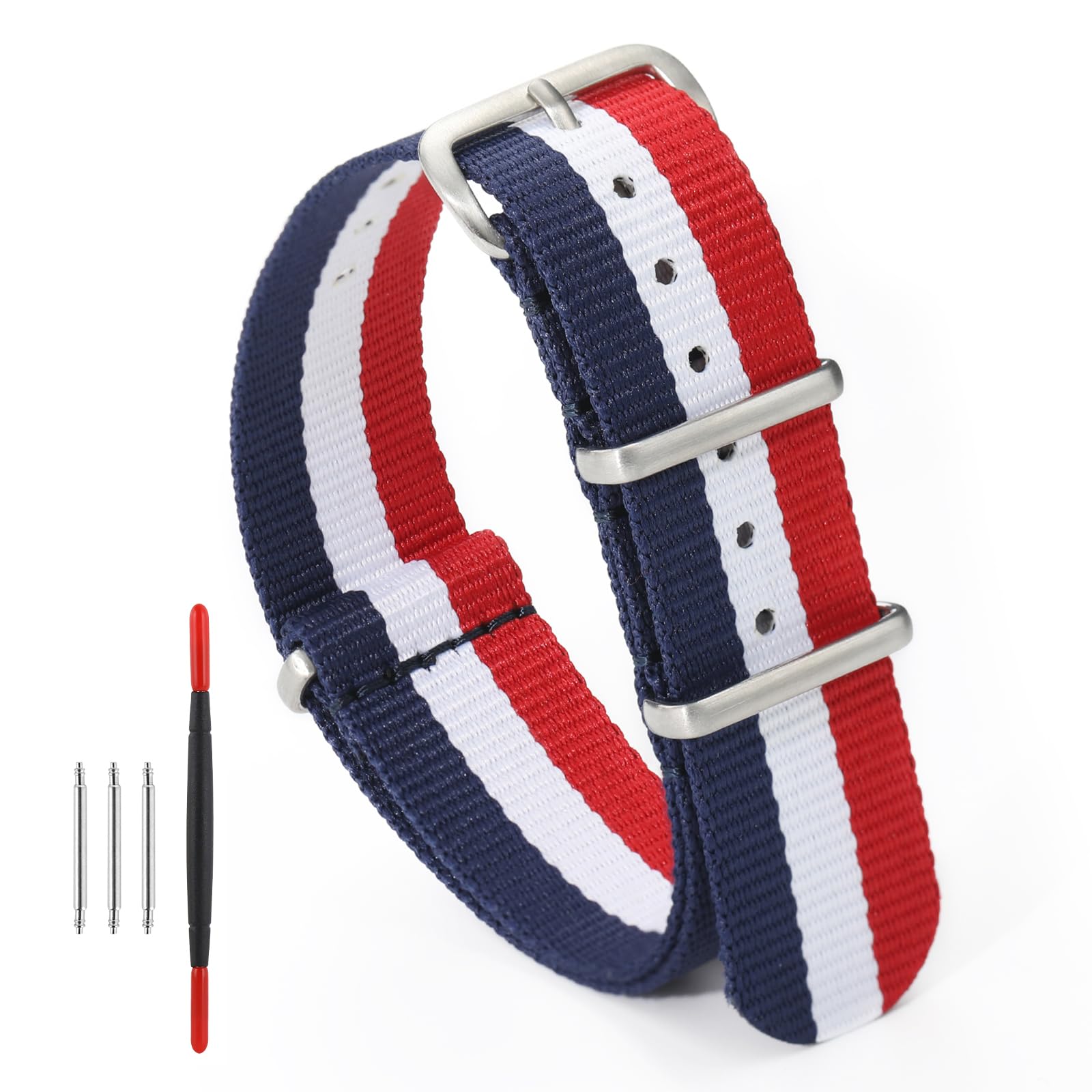 TACTICAL FROG Nylon Watch Band 18mm 19 mm 20mm 22 mm 24 mm, Waterproof Military Watch Straps Replacement for Men Women, With Stainless Steel Buckle