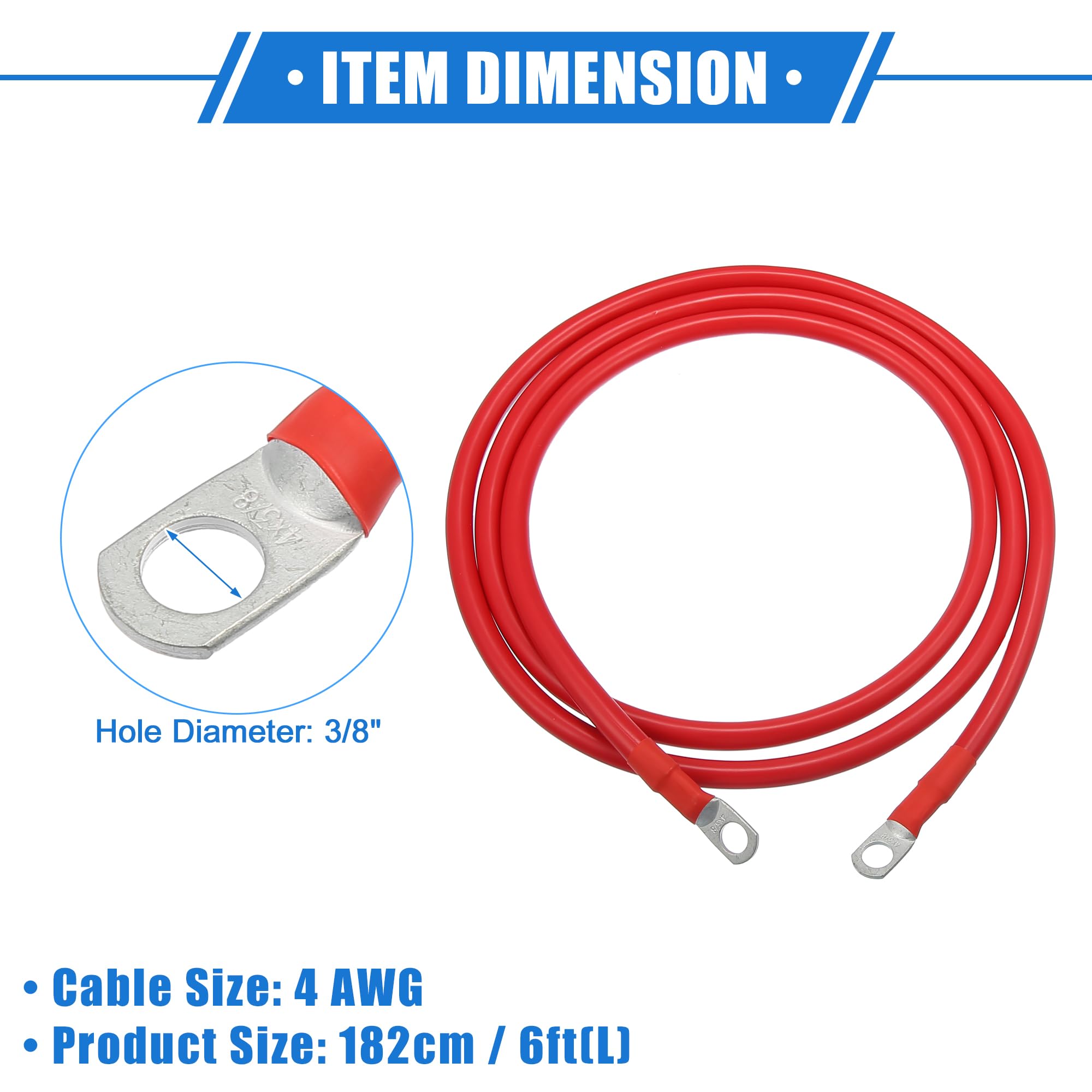 A ABSOPRO Cavi Inverter Batteria 1 Coppia 4 AWG 6ft 3/8" per Auto