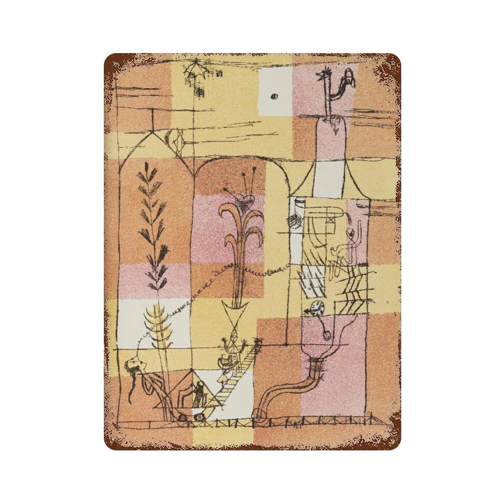 xiaoxiaoshen Paul Klee in The Spirit of Hoffmann, Vintage Abstract Wall Decor Art Metal Tin Poster Modern Home Decor Art Home Bar Shop Decorations Vintage Sign 40x30cm