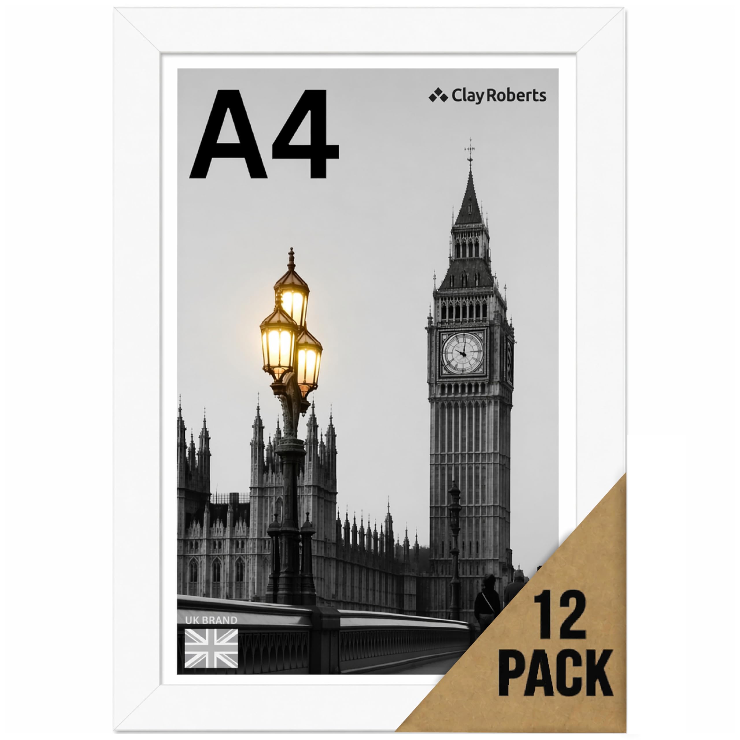 A4 White Photo Frame – Modern A4 Frame for Certificates, Pictures & Prints, Wall Hanging (Portrait or Landscape), Document & Poster Frame UK