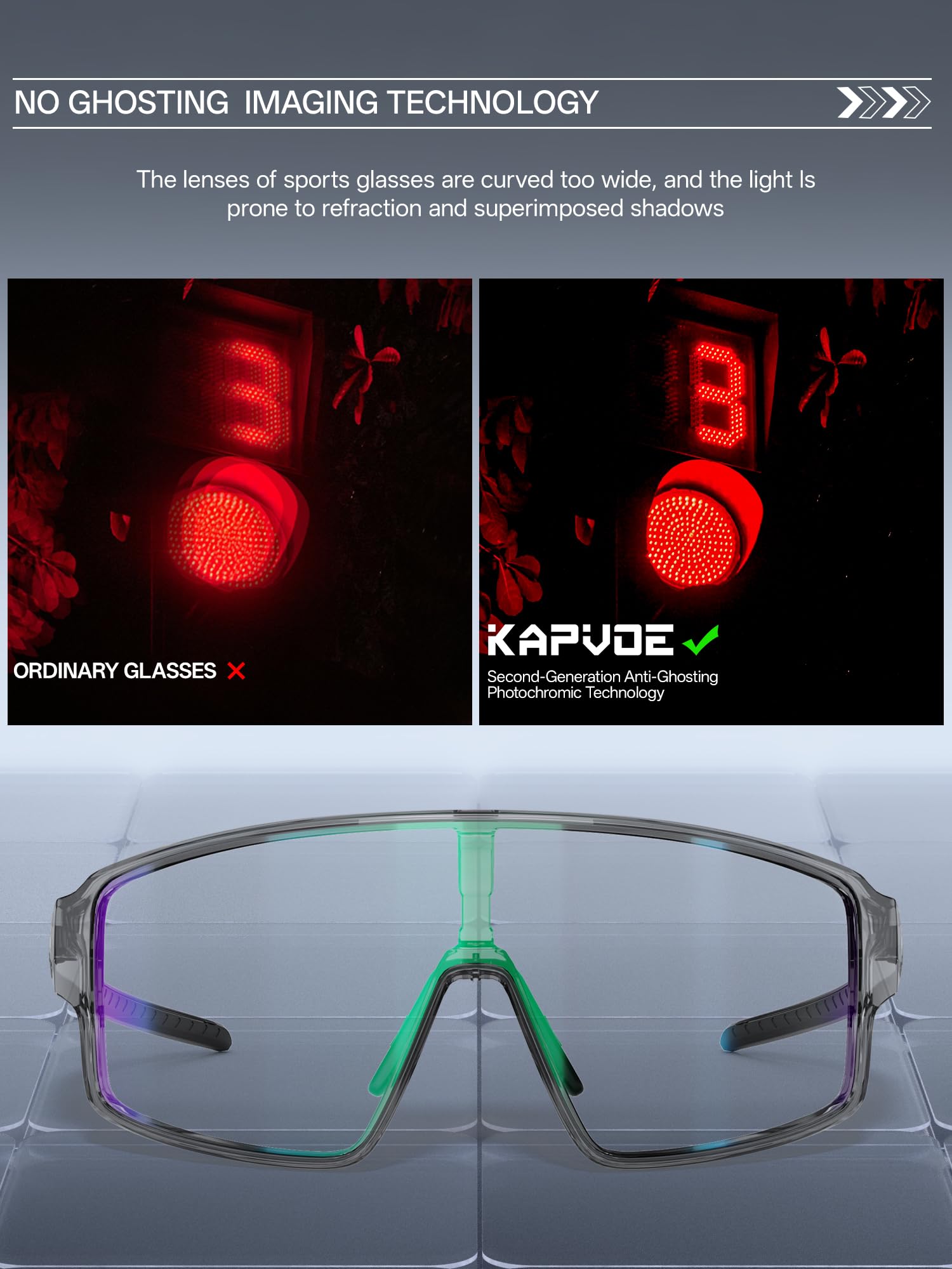 KAPVOE K473 Kolorowe i kolorowe okulary rowerowe dla mężczyzn i kobiet, sportowe okulary przeciwsłoneczne UV400, MTB, Baseball, Pickleball