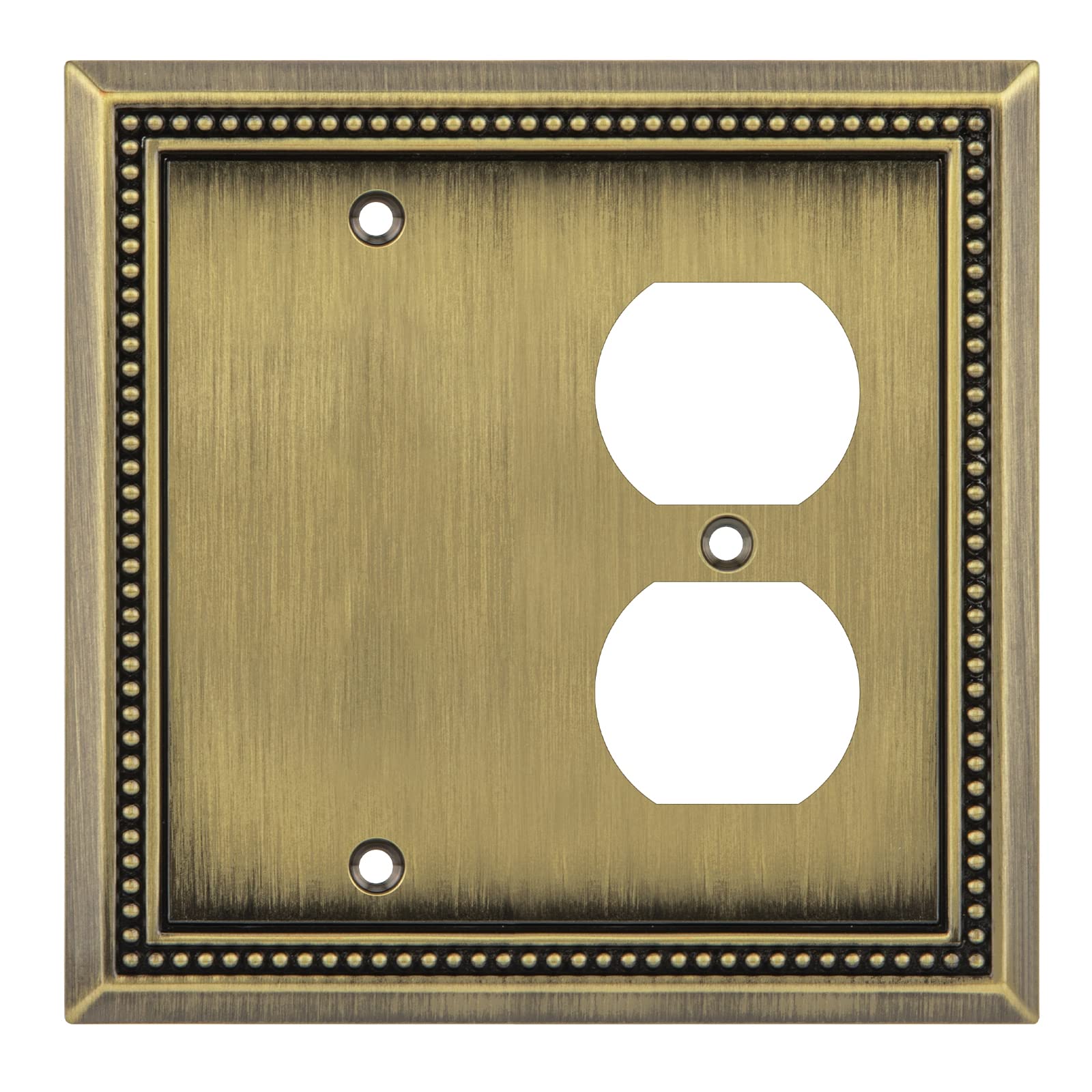Henne Bery Sunken Pearls Heavy Duty Decorative Wall Plate Switch Plate Outlet Cover (Blank/Duplex, Antique Brass)