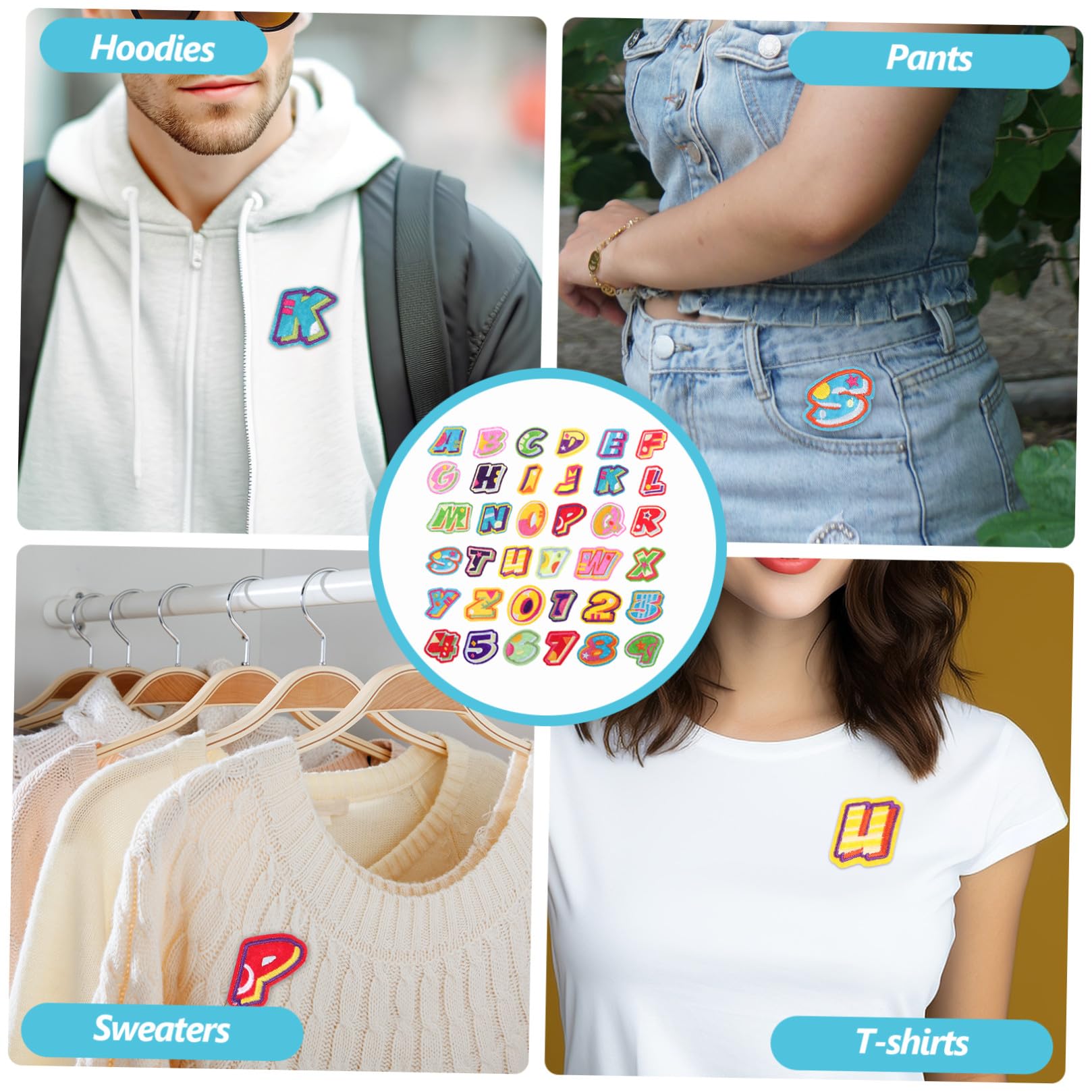 DOITOOL 4 Set Toppe Termoadesive Colorate Patches Ricamati per Decorare Vestiti Giubbotti e Jeans Facile Applicazione Materiale Resistente e Sicuro per Progetti Fai da Te