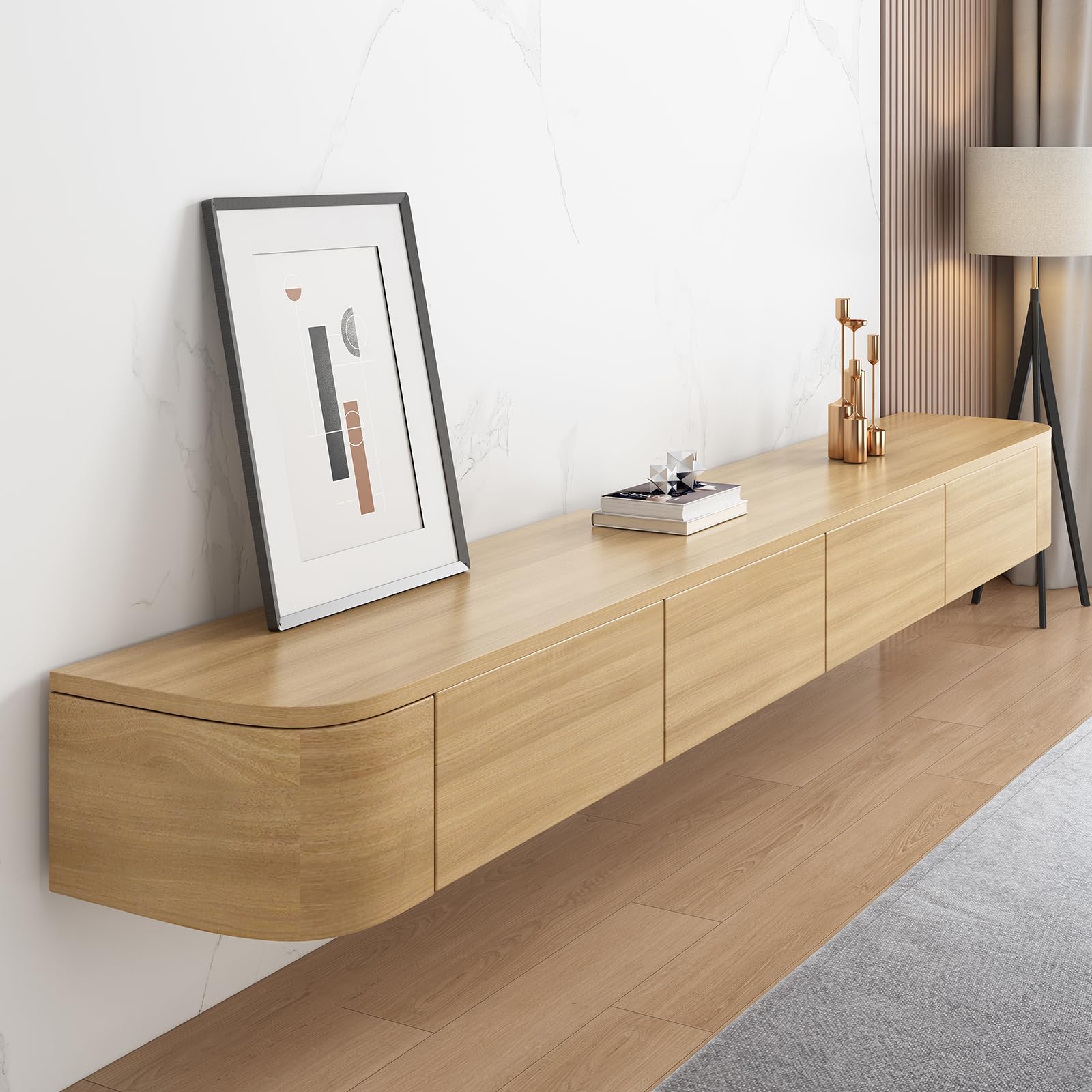 MIMRTIMI Floating TV Unit Floating TV Stand Cabinet Floating TV Cabinet with Doors in Media Wall Unit Floating TV Shelf for Living Room, Dining Room, Bedroom — image 1
