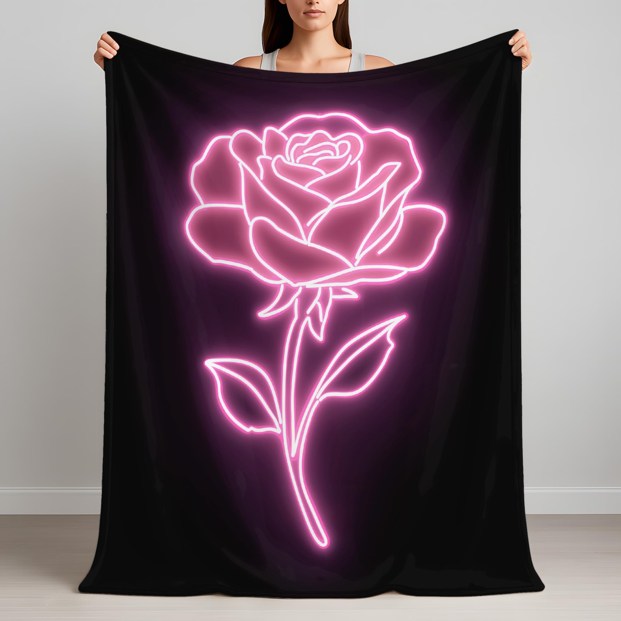 Generico Rosa Classico Coperta Peluche Soffice 200 x 240 cm - Neon Coperta di lanci per il letto - Morbida Rosa Carino Caldo da Divano Accogliente Fluffy di Alta Qualità