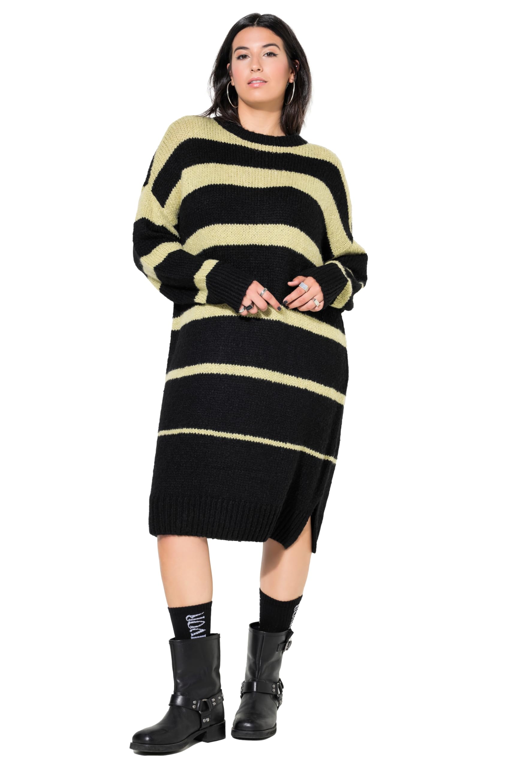 Studio Untold Damen große Größen Übergrößen Plus Size Strickkleid, Oversized, Ringel 834177