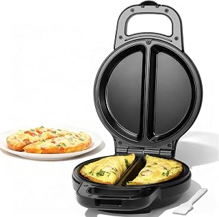 SugarWhisk Flip Double Omelette Maker Electric Nonstick Ceramic Pan for 2 Perfect 6.5" Omelets - Graphite Kitchen Gadget