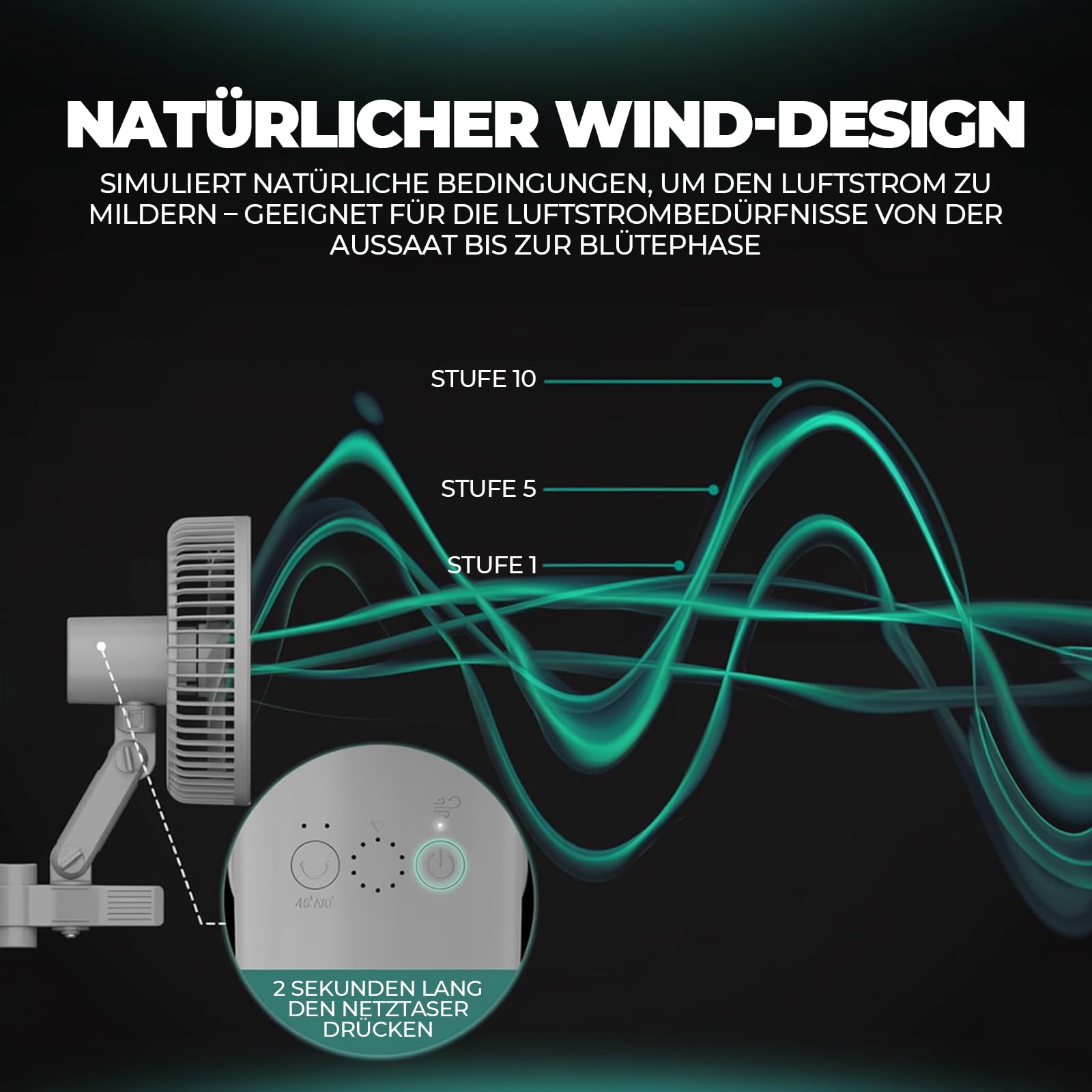 MARS HYDRO Grow Ventilator Oszillierend mit Clip 6-Zoll, 10 Windstufen | EC-Motor, APP/WiFi Steuerung über iHub oder iControl, 32dB Leiser Lüfter für Growboxen, Growzelt, 9W