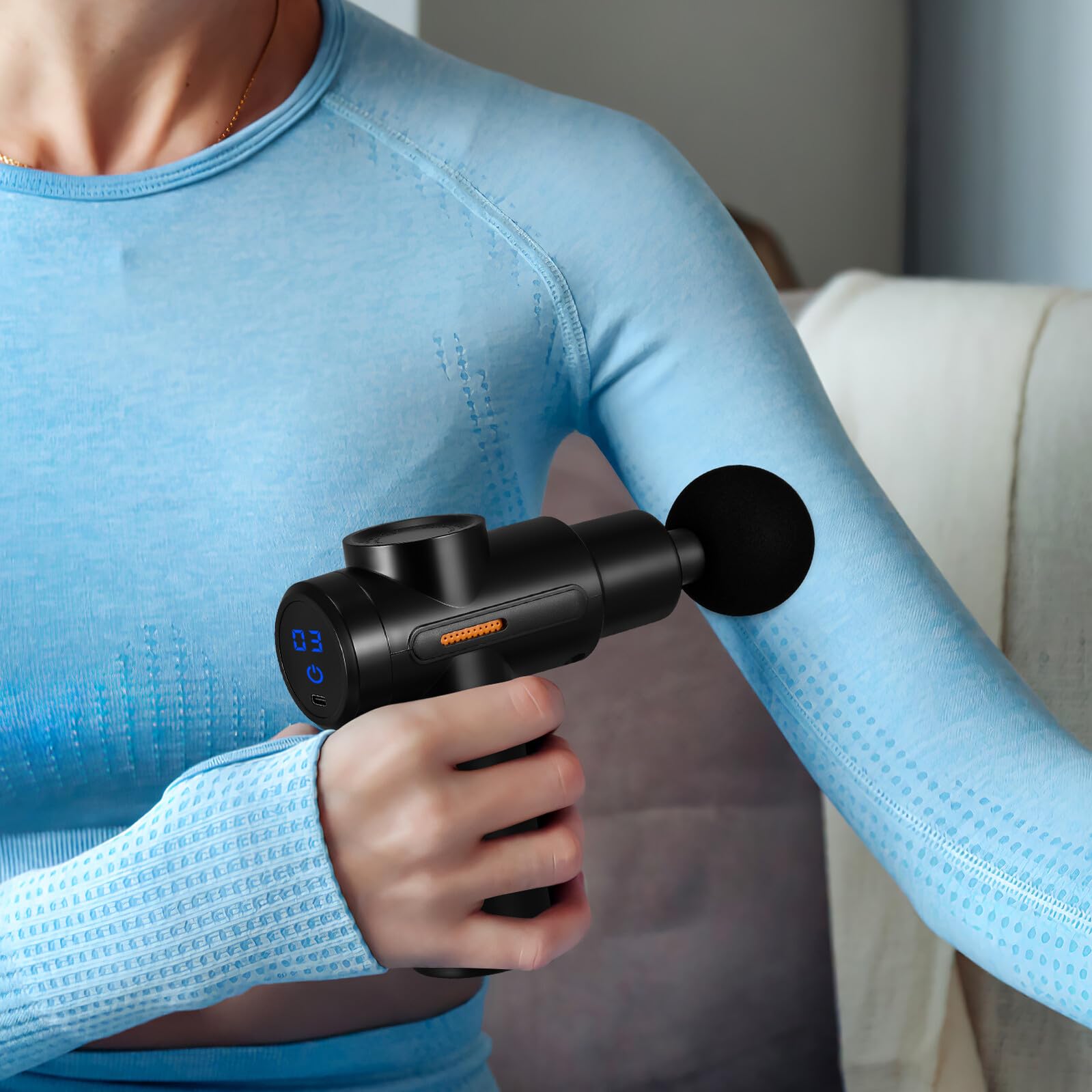 GARVALON Mini Masajeador Muscular Portátil Usb 33 Niveles Lcd, Dispositivo De Percusión Silencioso Para Cuello, Espalda y Brazos, Masaje Profundo Para Relajación Deportiva y Uso Doméstico
