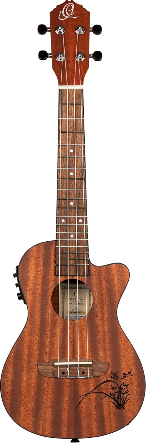Ortega Guitars, 4-String Bonfire Series Concert Acoustic-Electric Ukulele, Right-Handed, (RU5MM-CE)