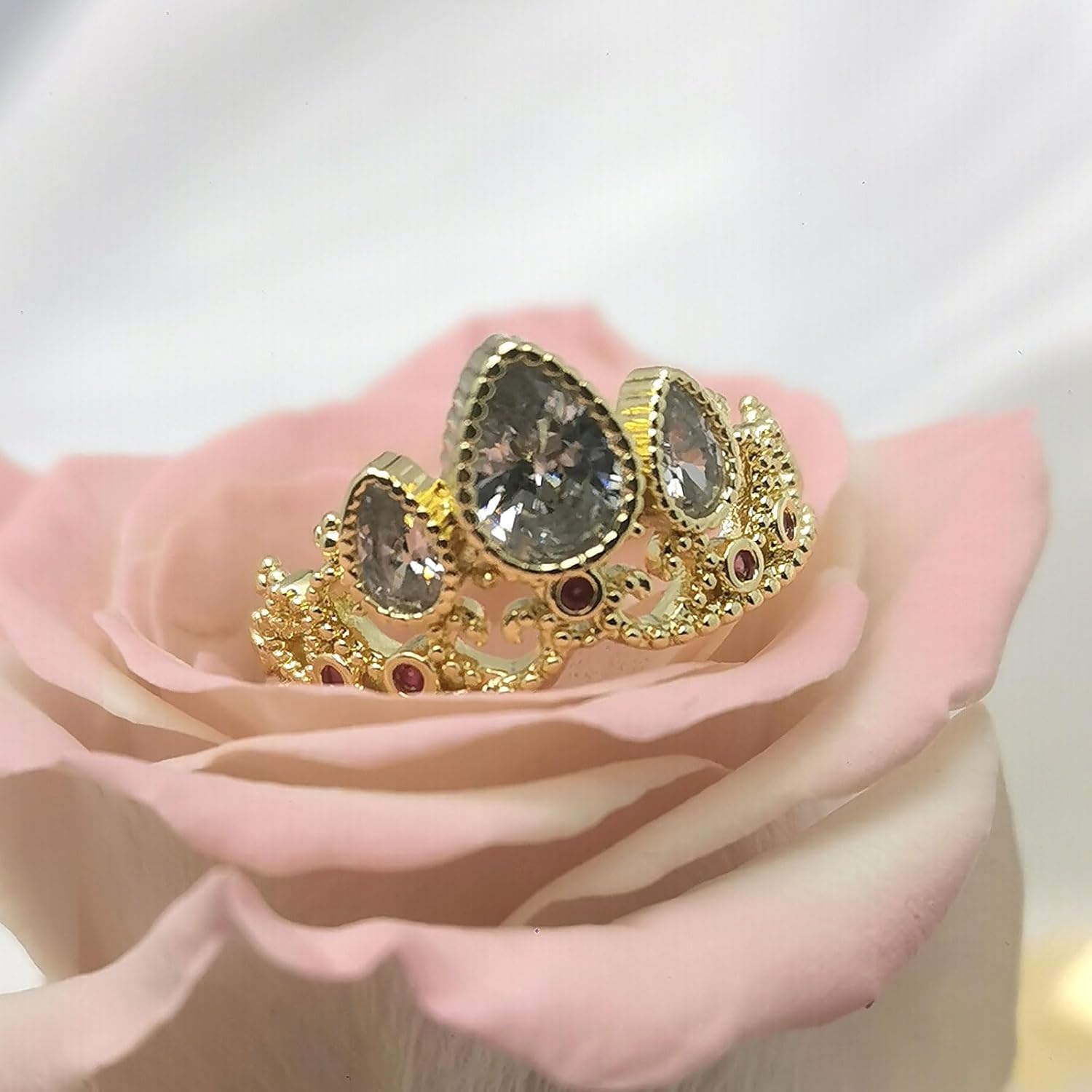 Crown Ring Fairy Tale Royal Jewelry for Birthdays, Halloween Costumes Dress-Up Gift for Princess Fans and Party Accessories - Image 4