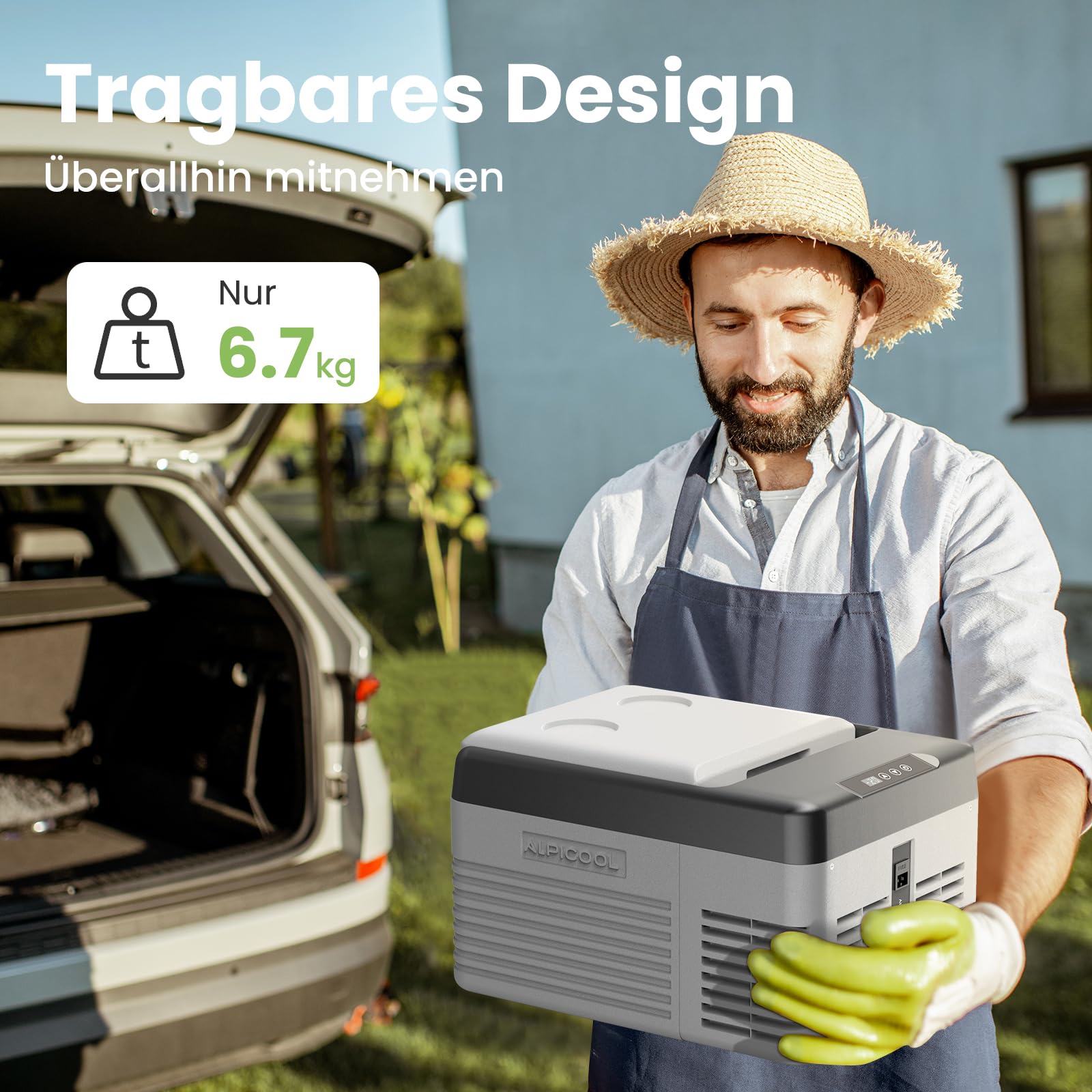 Alpicool CL9 9L Kompressor Kühlbox Klein, 2026 NEU Mini Kühlschrank für Auto, Kühlbox 12V 230V Kompressor Tragbarer für Camping, Angeln, Fahrten, Boot, Reisemobil, -20℃-20℃