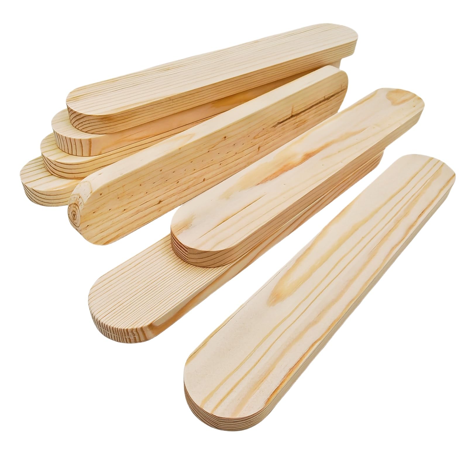 Anktily Unfinished Pine Wood Oval Wooden Blocks for Crafts, Whittling, Engraving, Painting (8pcs, 30x5x1.5cm)
