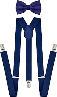 Men’s Suspenders and Bow Tie Set – Adjustable Y-Back Suspenders with Matching Bow Tie for Weddings and Formal Wear