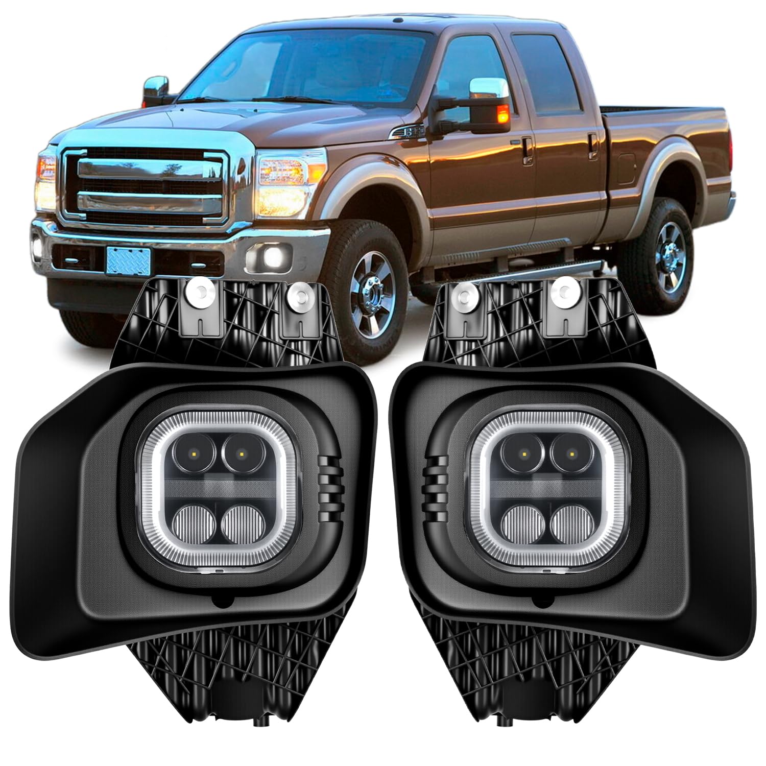 Nilight LED Fog Light Assembly Compatible with 2011 2012 2013 2014 2015 2016 Ford F250 F350 F450 F550 with Daytime Running Lights Driving Lamp Plug and Play Driver side and Passenger Side