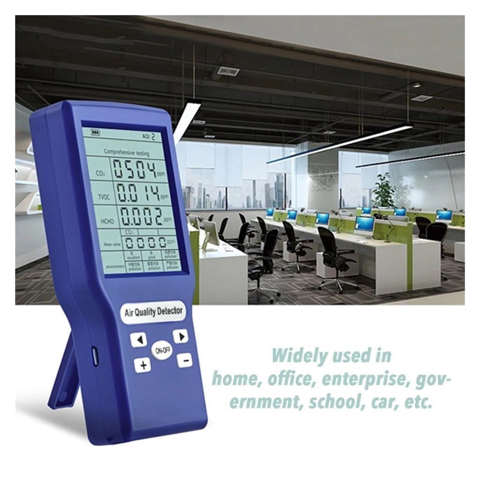 Monitor jakości powietrza w pomieszczeniach, Cyfrowy detektor gazu Wielofunkcyjny miernik jakości powietrza TVOC HCHO PM2.5 Analizator Miernik czujnika CO2 do domu, biura, szkoły