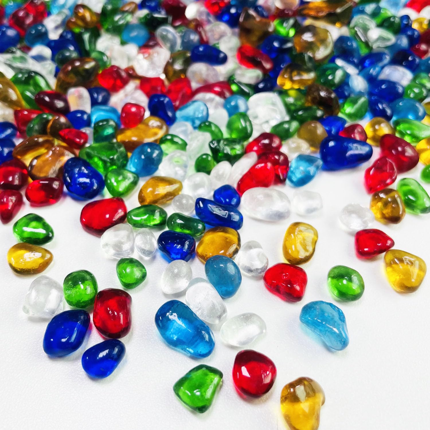 Glass Stones, 0.85LB/385g Aquarium Gravel Rocks, Mixed Color Aquarium Pebbles for Fish Tank, Sea Glass Rocks for Vase Filler Craft