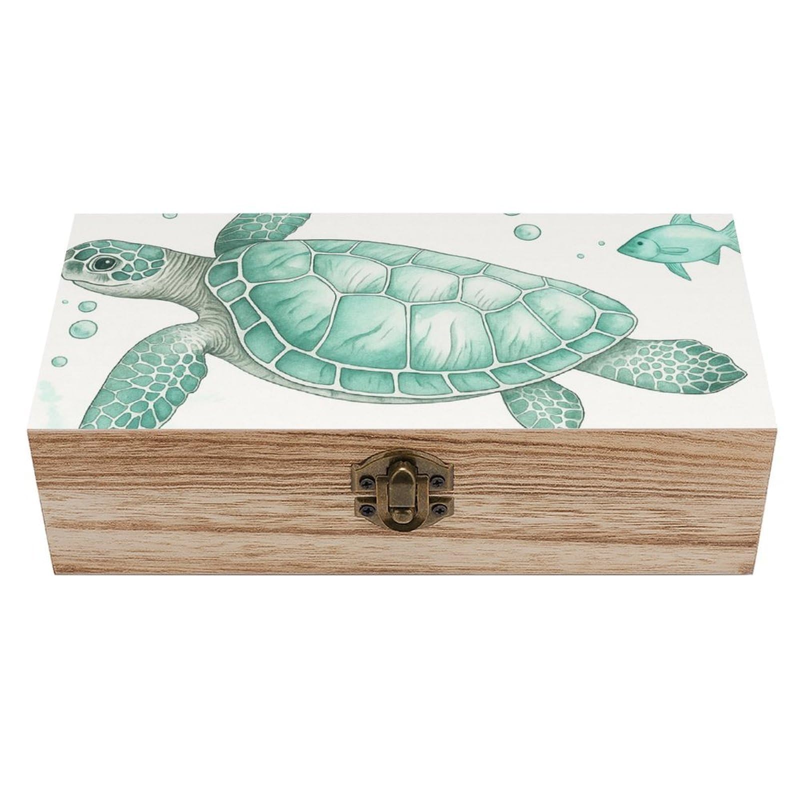 Sea Turtle And Seahorse Wooden Storage Vintage Keepsake Decorative Boxs