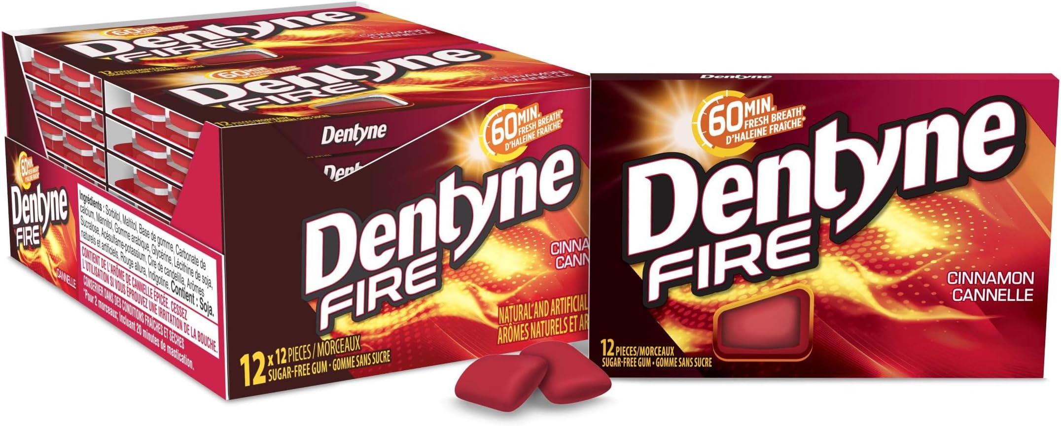 Dentyne Fire Bubble Gum, Cinnamon, 12x12/144ct, {Imported from Canada}