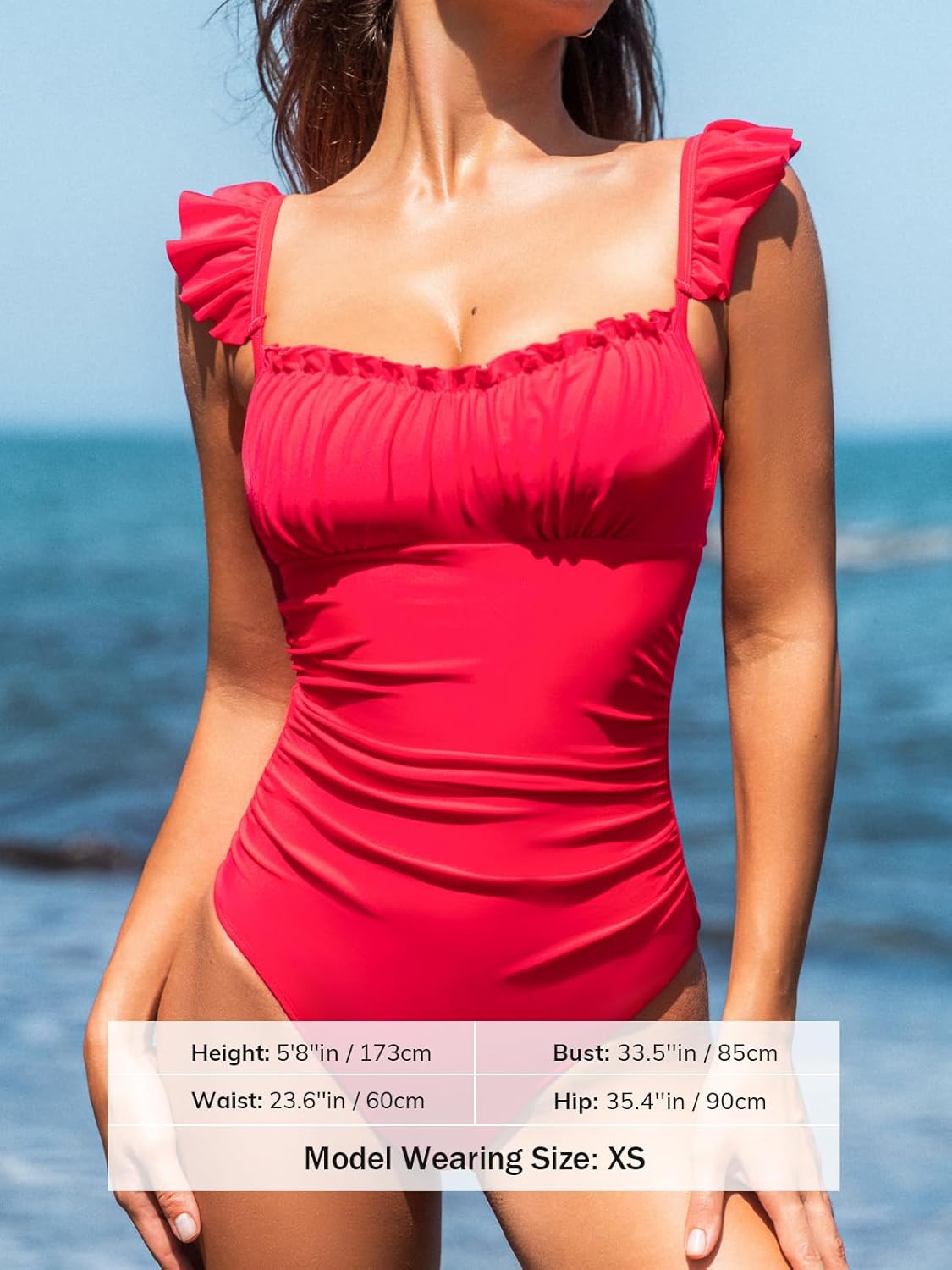 CUPSHE Women's One Piece Swimsuit Square Neck Ruffled Sleeves Back Hook Cutout Bathing Suit Adjustable Straps Swimwear - Image 6