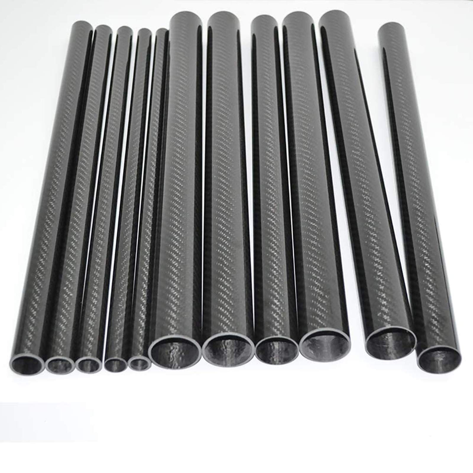Long 500 Mm 3K Rotolo Di Carbonio Avvolto in Fibra Di Carbonio Superficie Lucida, 2Pcs/22Mmx20Mmx500Mm