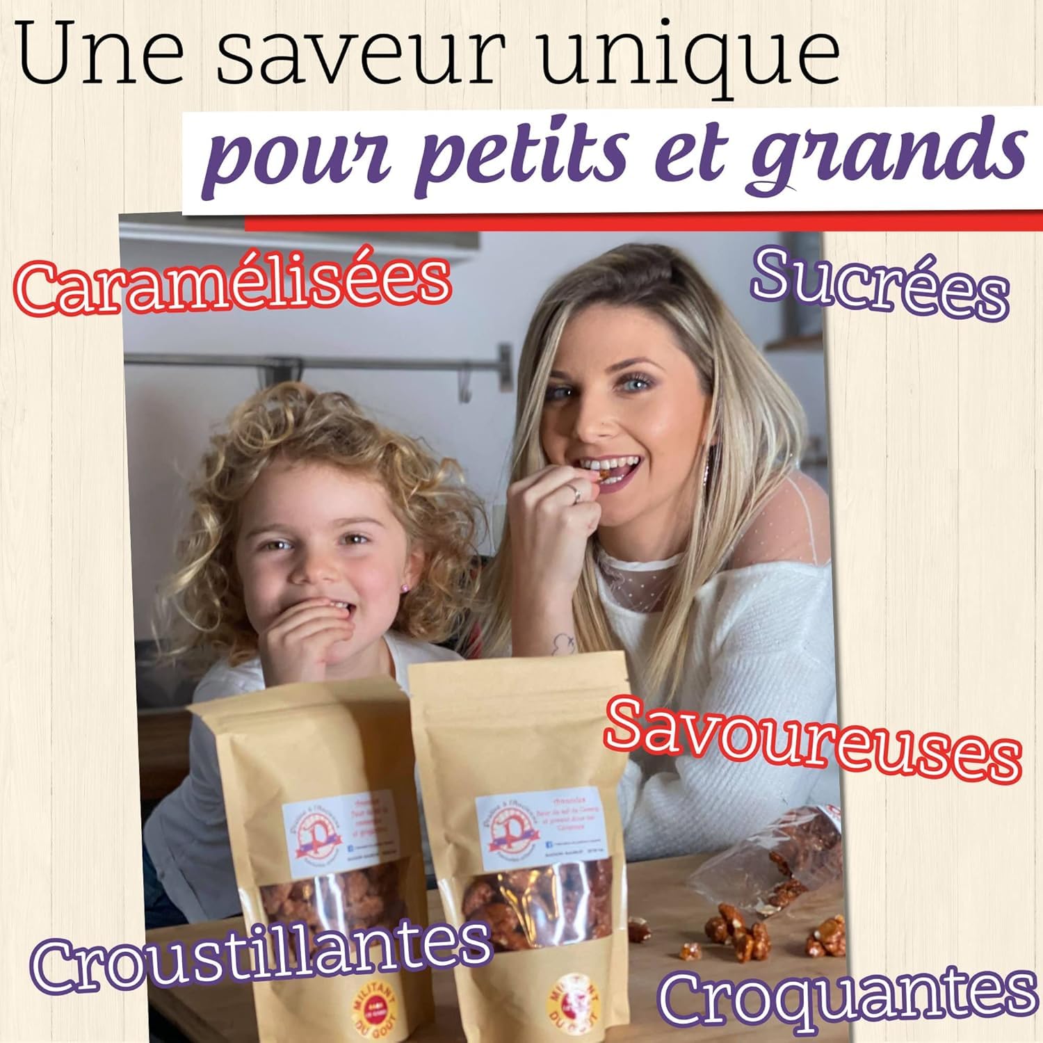 Pralines à l'Ancienne – Caja de regalo de Pralines «L'exotique» – Cochus dulces artesanales – 3 bolsas de regalo – Cacahuetes, Pistachos, Pecan – Fabricado en Francia