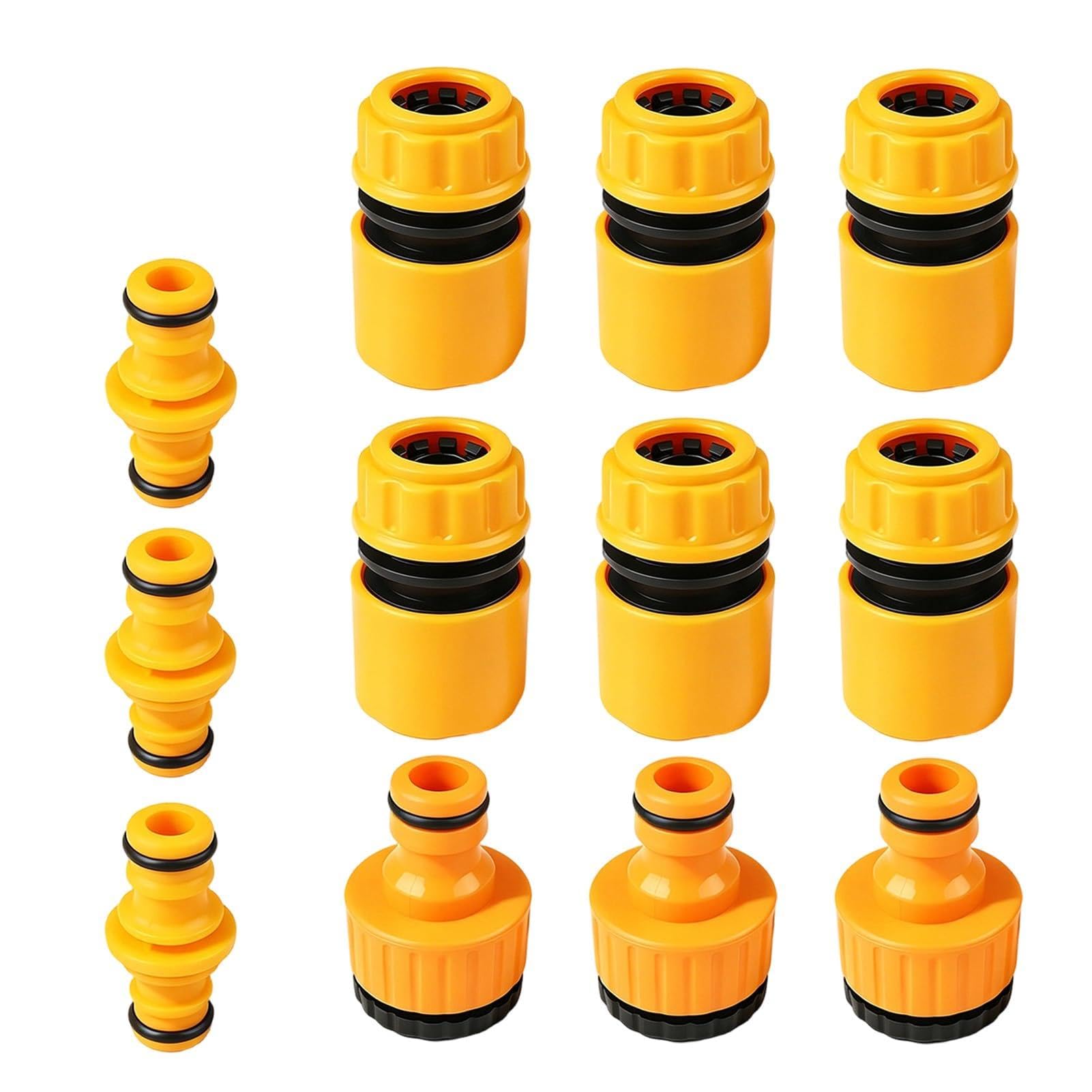 12 Pcs Garden Hose Connector Kit - 1/2 Inch Quick Connect Hose Pipe Fittings Set with Double Male Adapters and Tap Connectors for Watering Washing