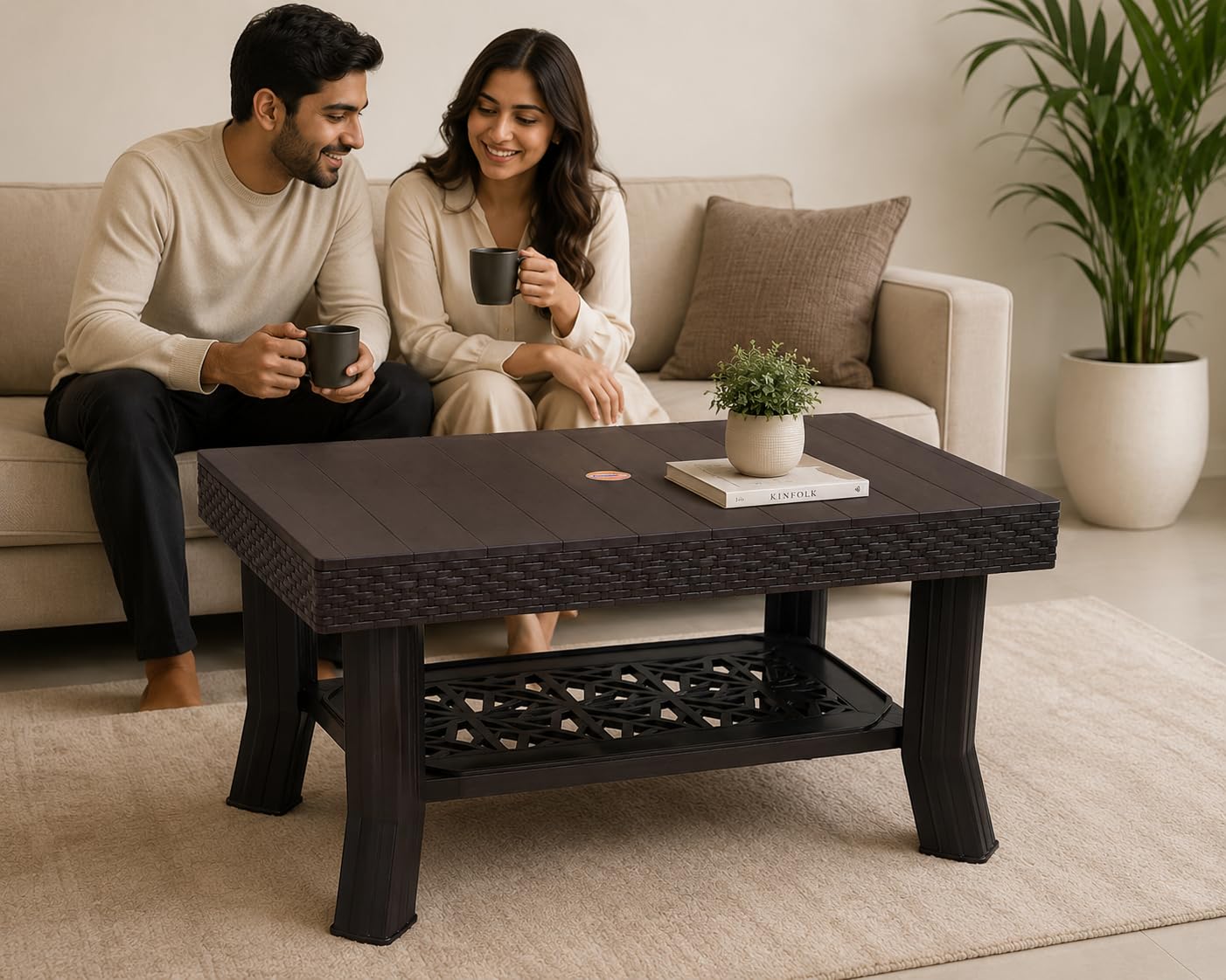 MELODY Virgin Plastic Center Table/Coffee Table - Big (Brown)-image-6