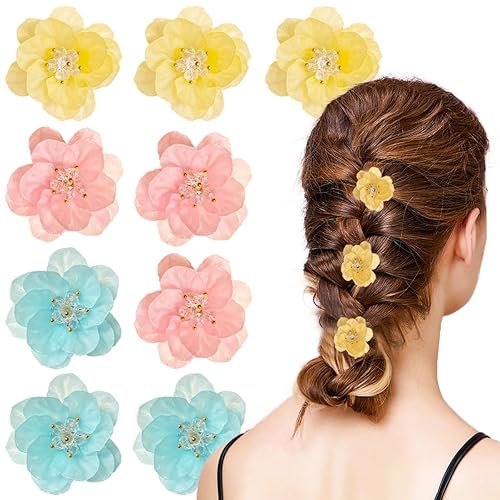 9 pinzas de flores para el cabello para adolescentes y mujeres, accesorios para el cabello, pasadores para el cabello, pasadores bohemios para