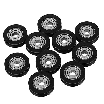 TEHAUX 10pcs U Groove Track Guide Bearing, 6x27x8 U Type Groove Pulley Nylon Guide Deep U Groove Bearing Roller Wheel Nylon Coated Pulley Hardware for Cabinet Window Mechanical Equipment