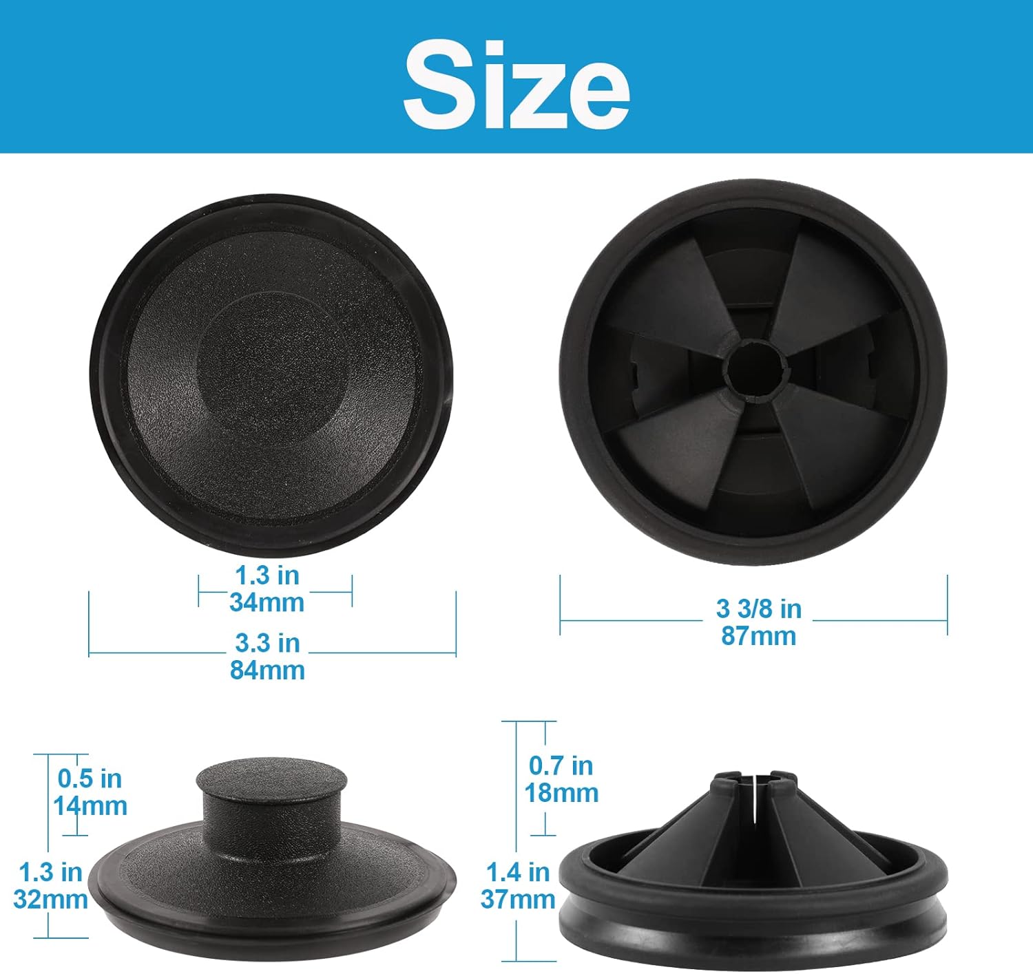 Garbage Disposal Splash Guard 3 3/8 Inch,Rubber Sink Baffle Drain Covers and Plugs,Food Waste Disposal Stopper for Moen and InSinkErator Evolution Series Removable Collar EPDM Strainer Insert Parts