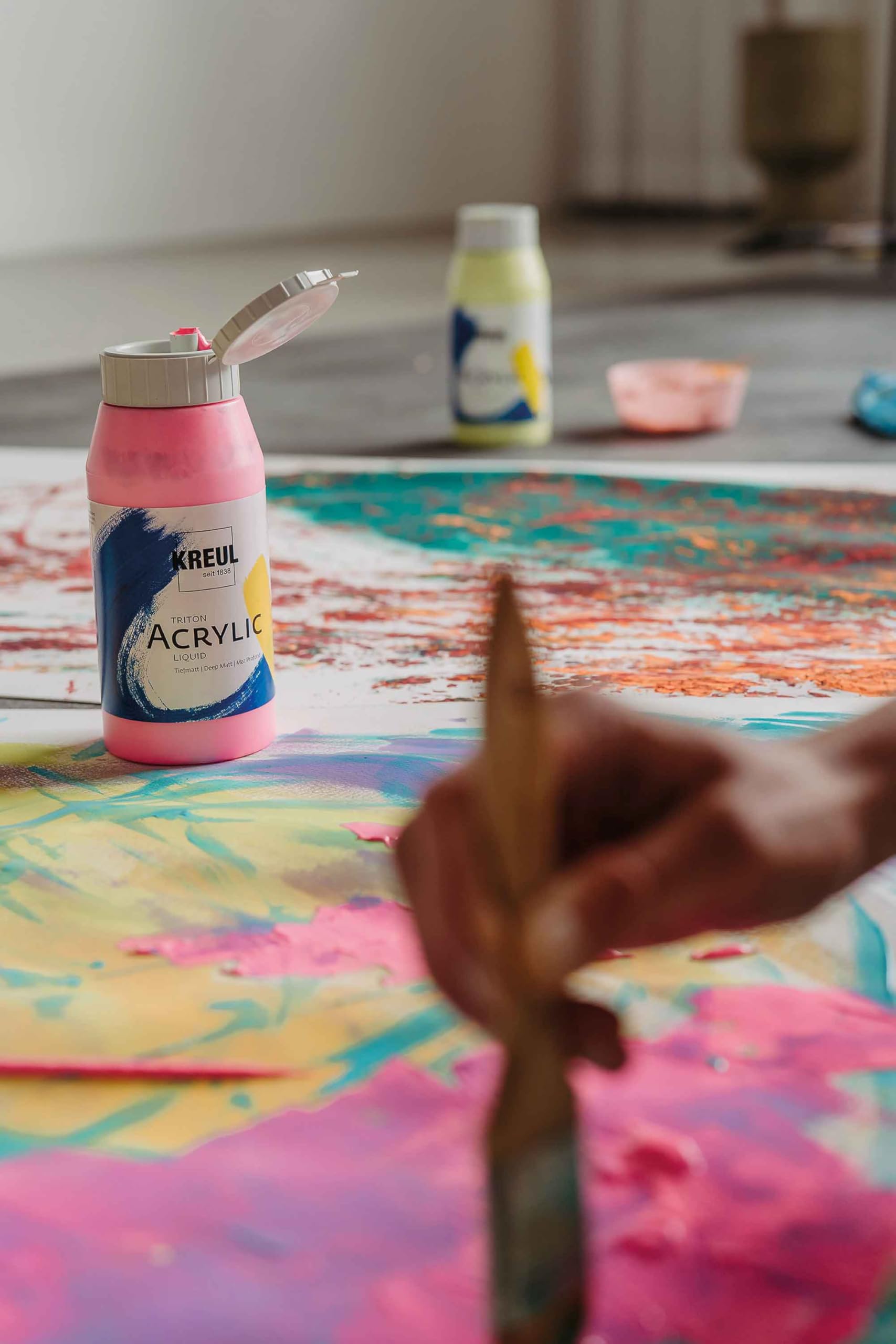 KREUL KREUL-35604-17999 liquides acryliques Triton, peintures 6 x 750, mélange néon, lot harmonisé de artistiques de Haute qualité, Lumineuses et Riches en Couleurs, Acrylic, Multicolour, 6x 750 ml